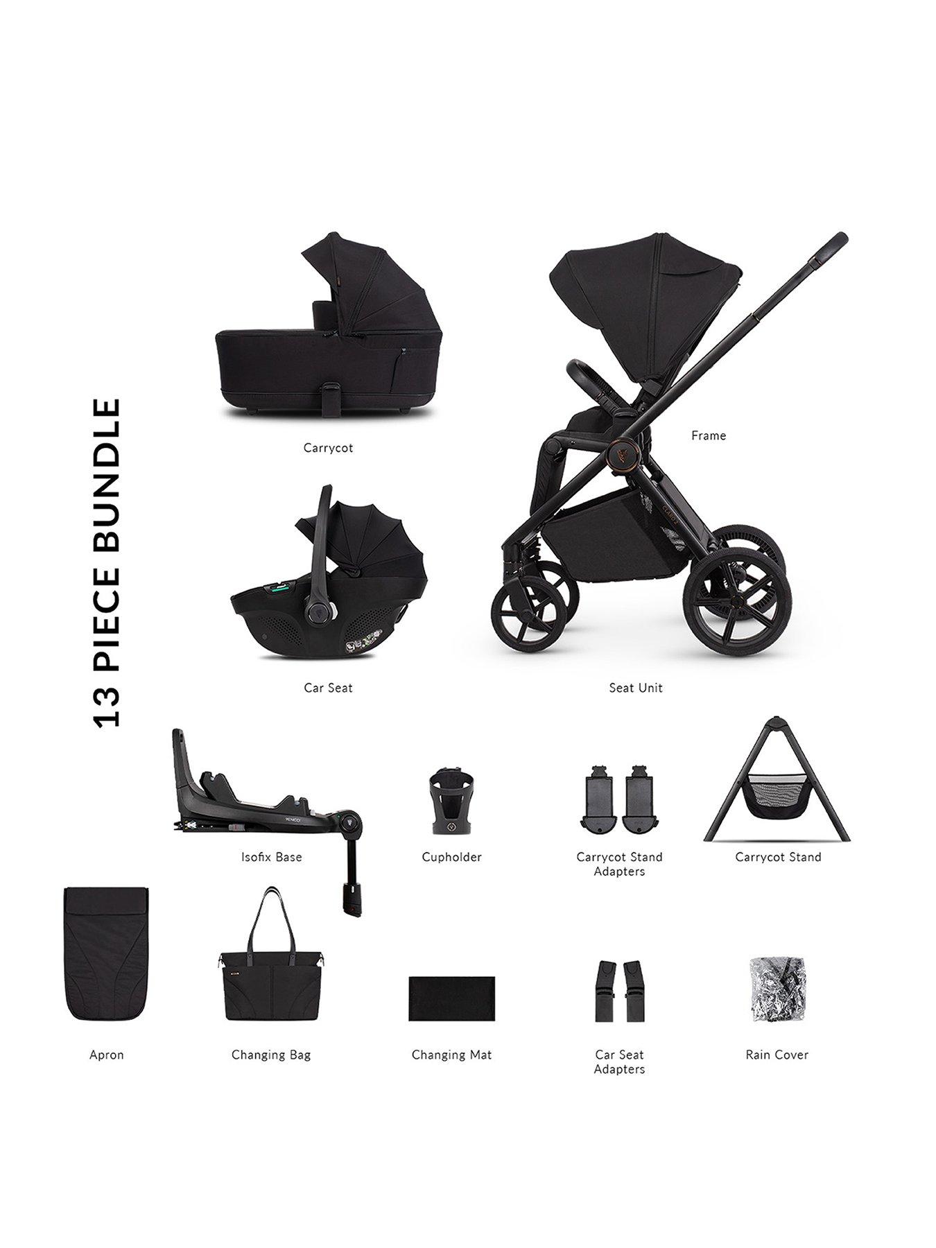 Venicci Claro 2 - 4in1 Plus Pushchair Bundle Tiago Black Car Seat and 360 Base - Noir