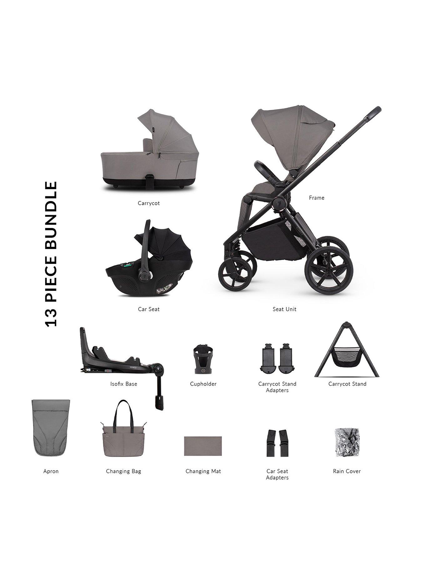 Venicci Claro 2 - 4in1 Plus Pushchair Bundle Tiago Black Car Seat and 360 Base - Fog