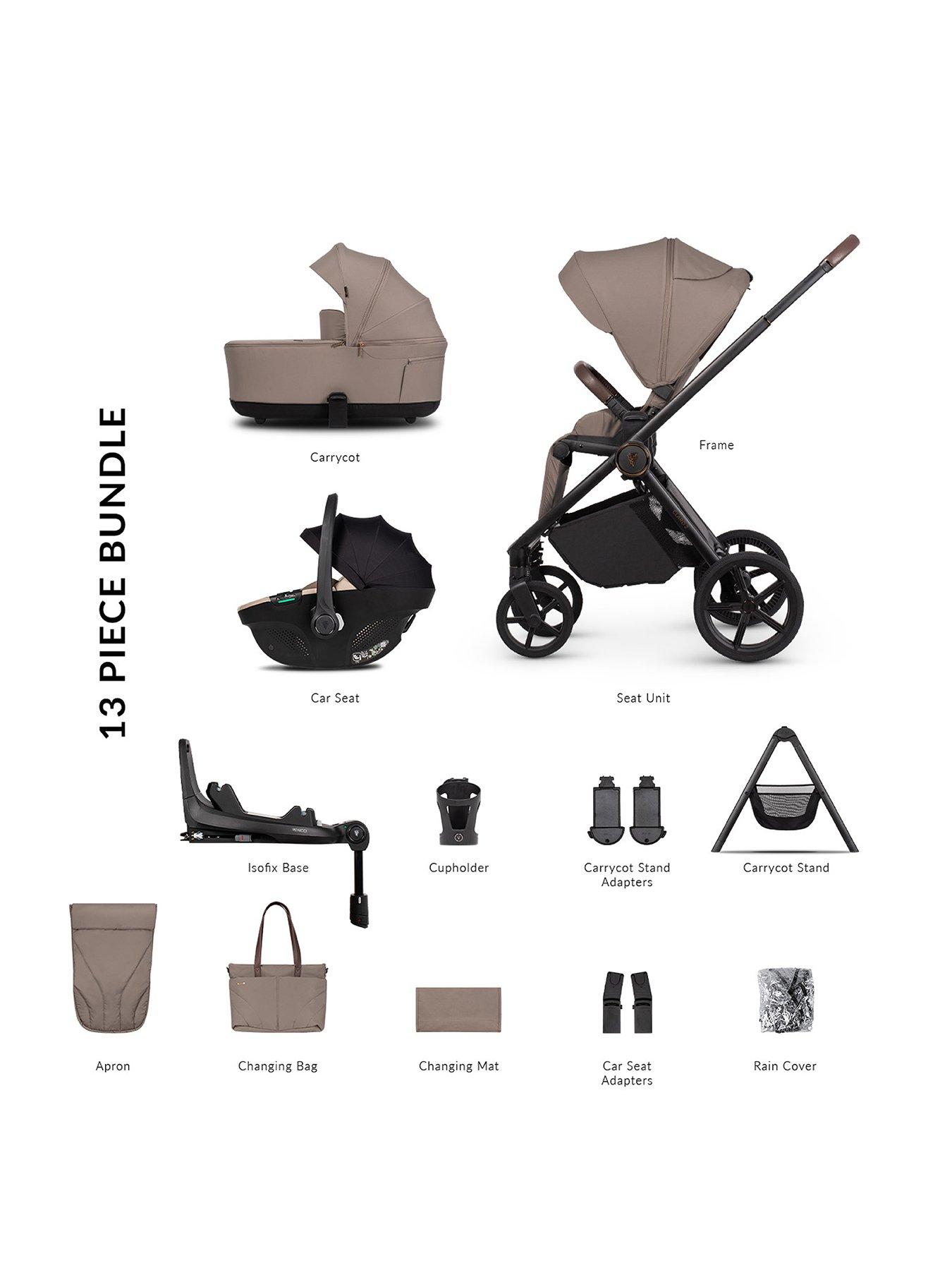 Venicci Claro 2 - 4in1 Plus Pushchair Bundle Tiago Beige Car Seat and 360 Base - Almond