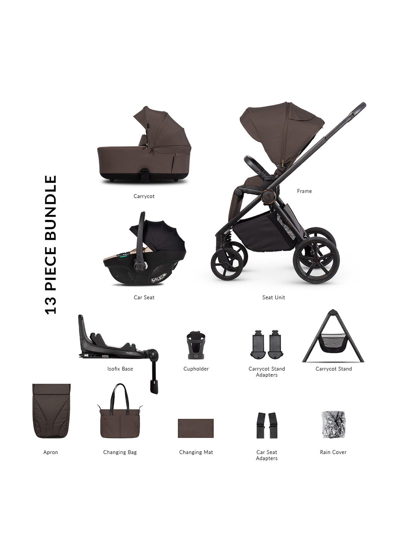 Venicci Claro 2 - 4in1 Plus Pushchair Bundle Tiago Beige Car Seat and 360 Base - Chocolate