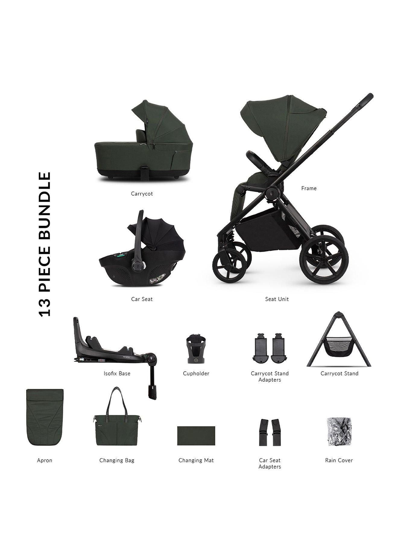 Image 1 of 7 of Venicci Claro 2 - 4in1 Plus Pushchair Bundle Tiago Black Car Seat and 360 Base - Forest