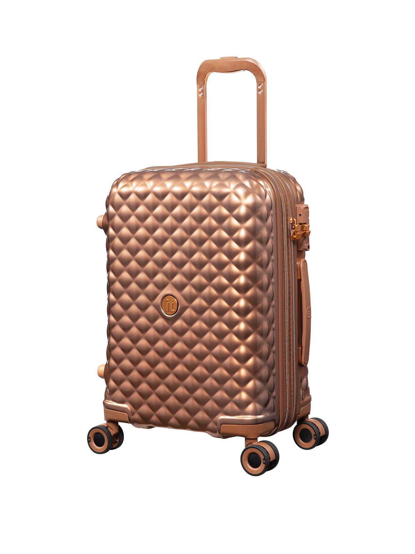 Image 1 of 7 of it Luggage Glitzt Metallic Copper Cabin Suitcase