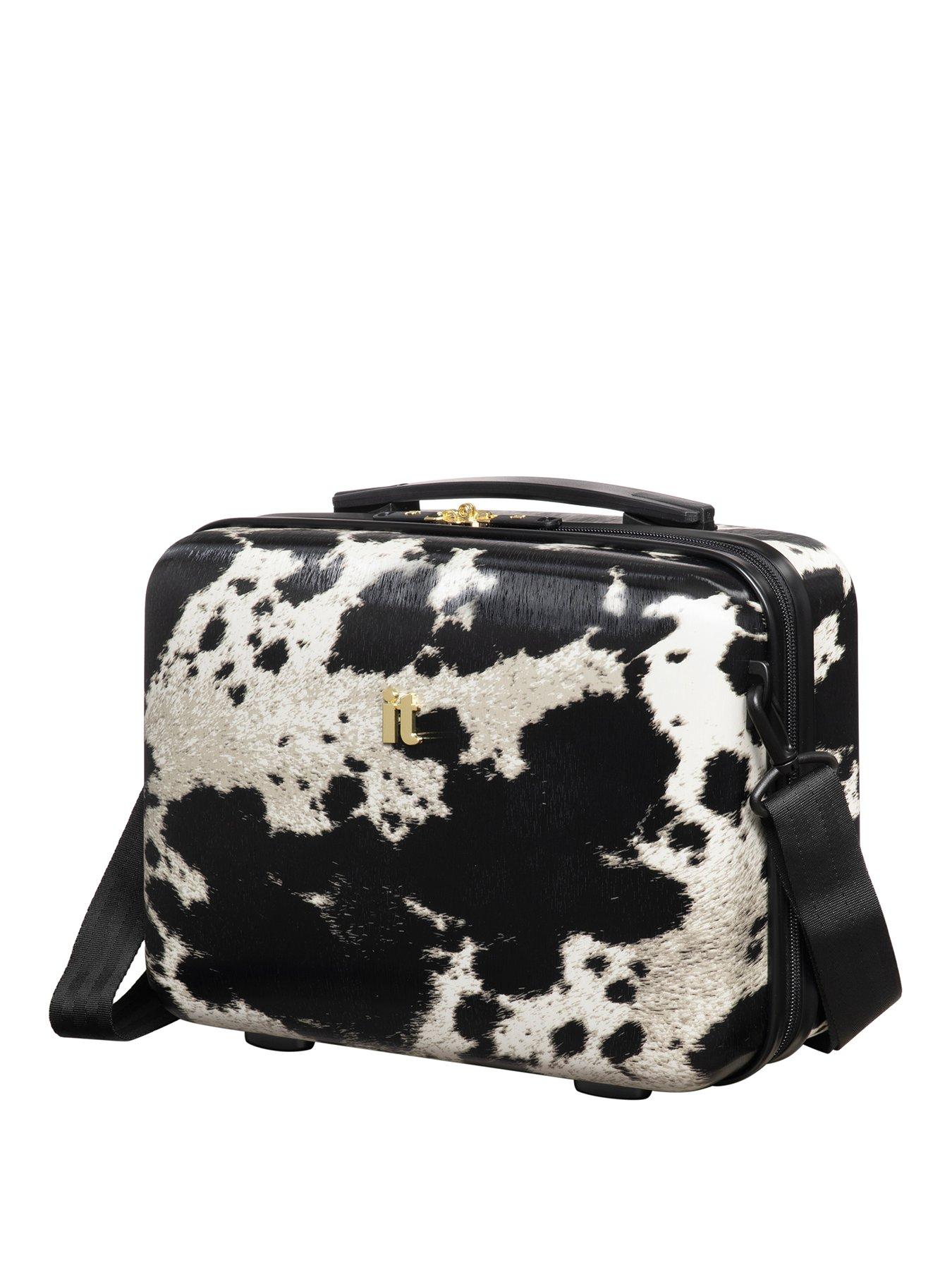 Image 1 of 5 of it Luggage Sheen Textured Cow Vanity Case