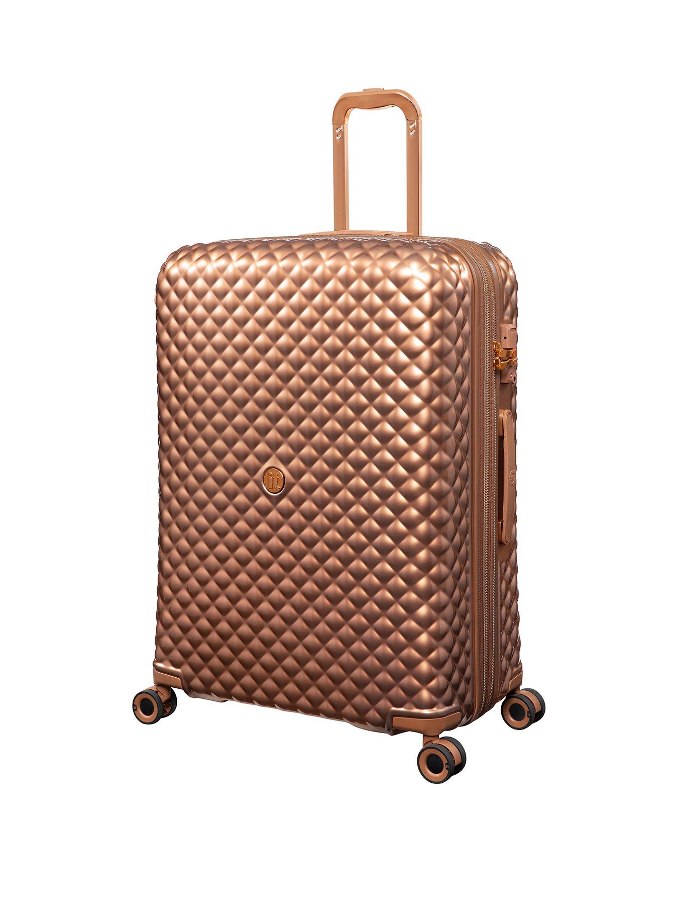 Image 1 of 7 of it Luggage Glitzy Metallic Copper Large Suitcase