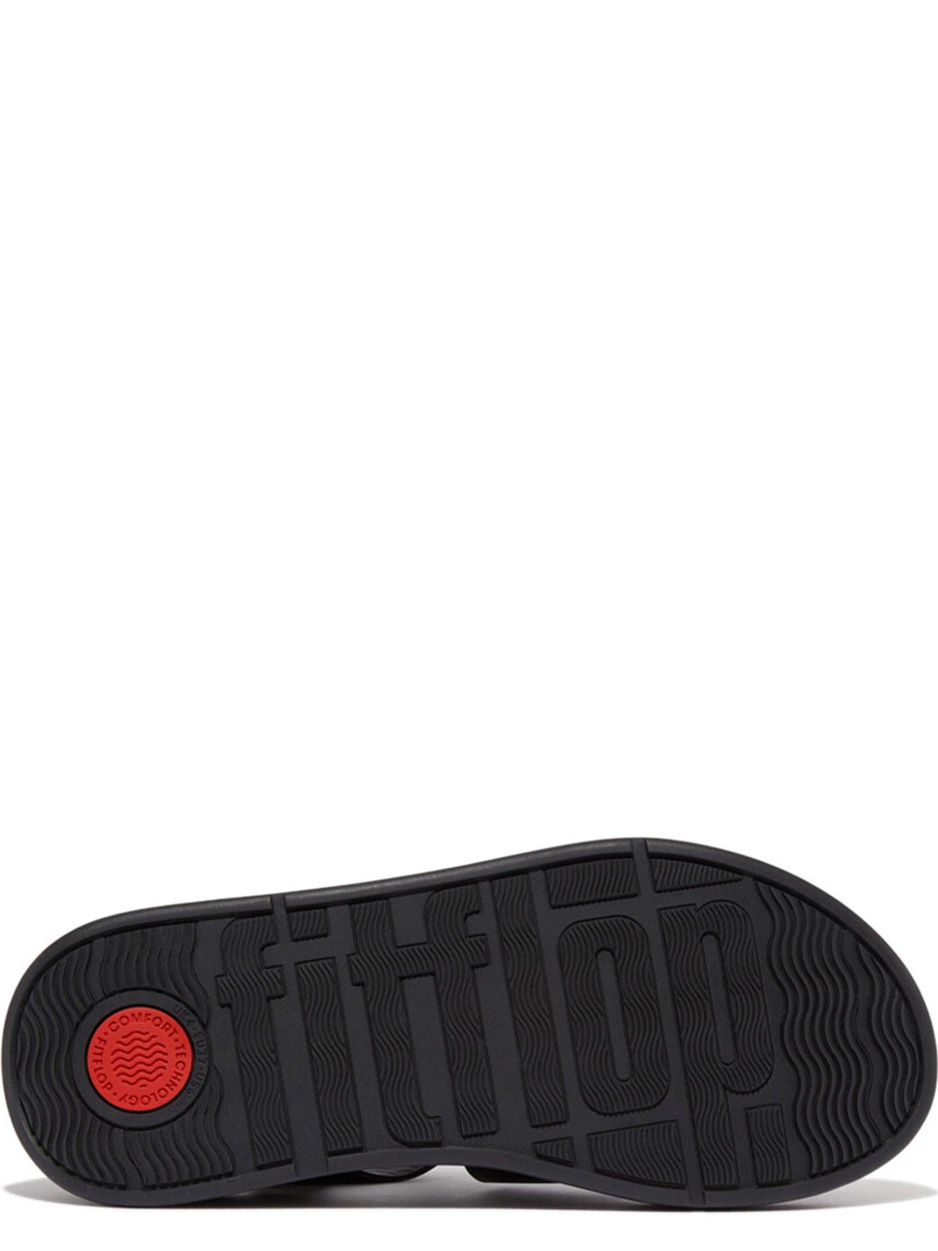 Image 3 of 5 of FitFlop F-Mode Leather Flatform Fisherman Sandals - Black