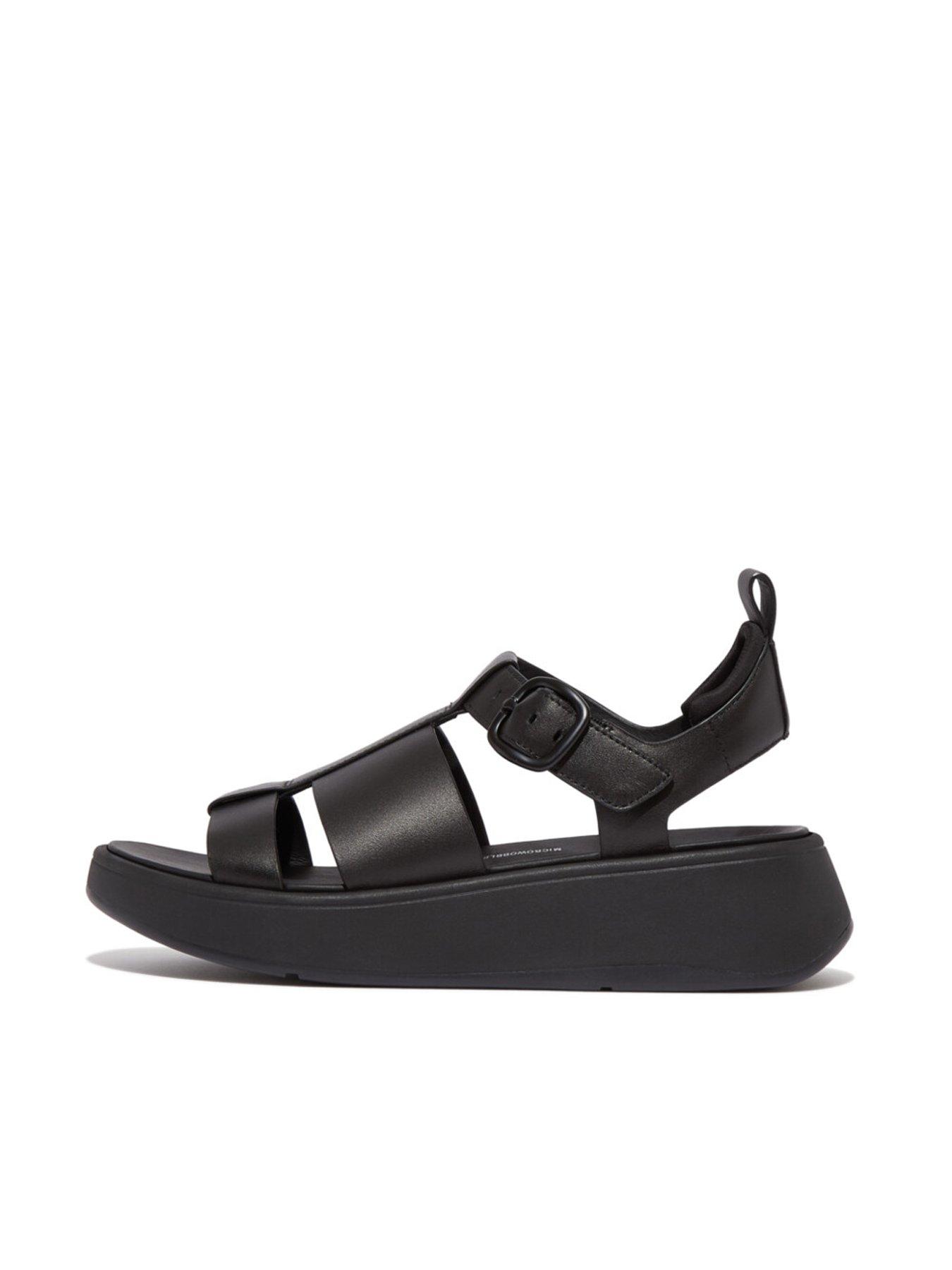 Image 5 of 5 of FitFlop F-Mode Leather Flatform Fisherman Sandals - Black