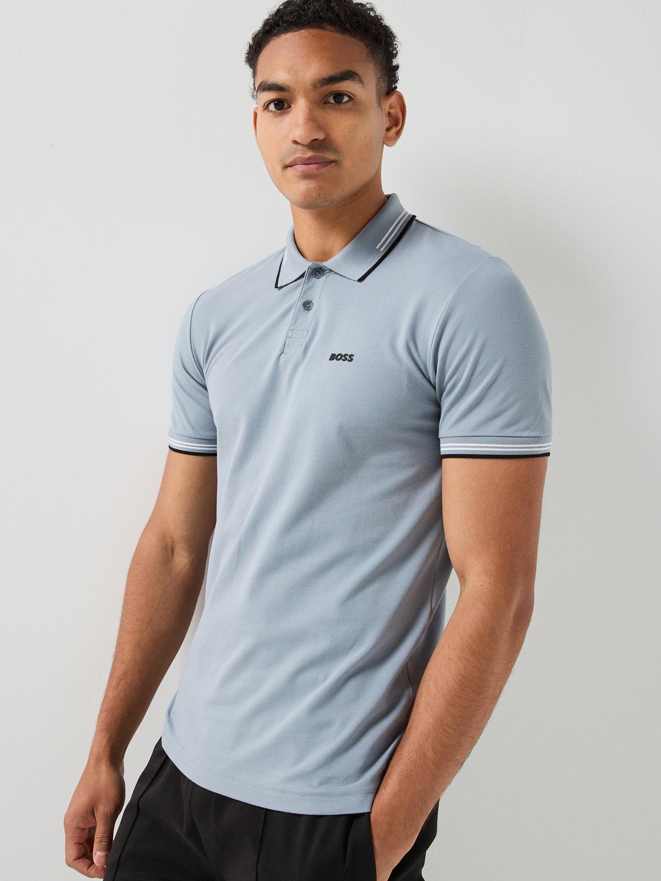 BOSS Paul Slim Fit Tipped Polo Shirt - Grey