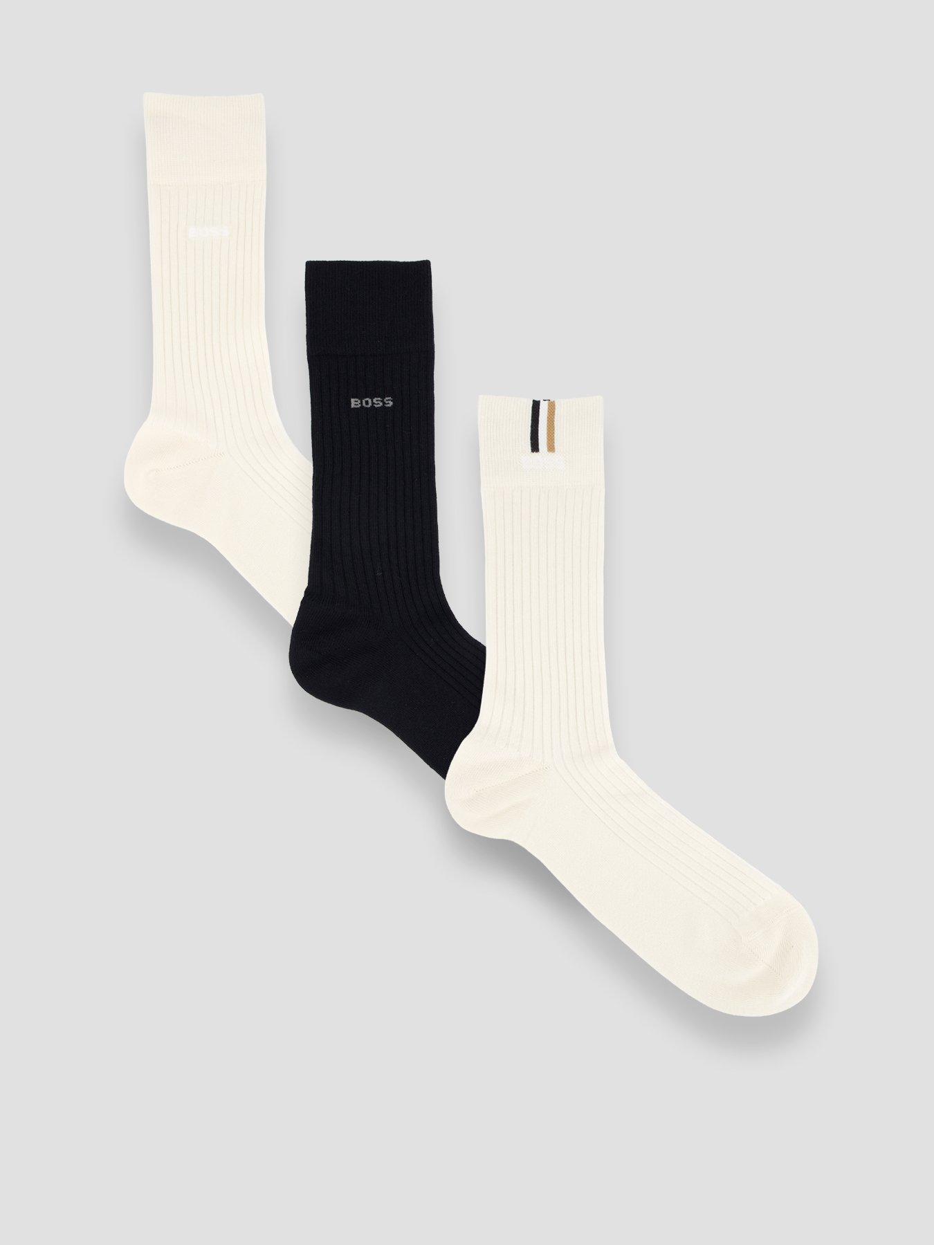 BOSS Bodywear 3 Pack Rib Icon Sports Crew Socks - Assorted