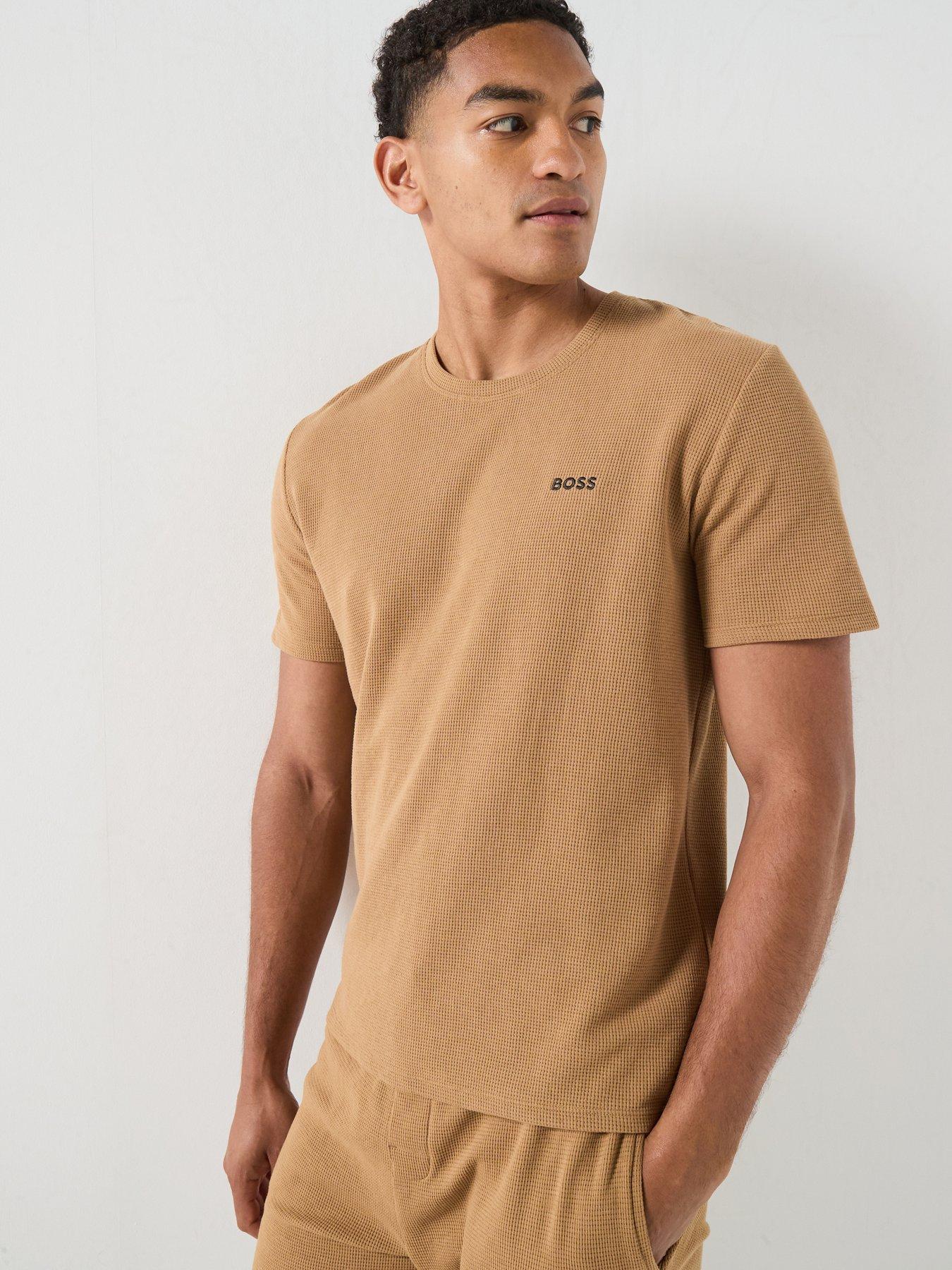 BOSS Regular Fit Waffle Loungewear T-Shirt - Light Beige