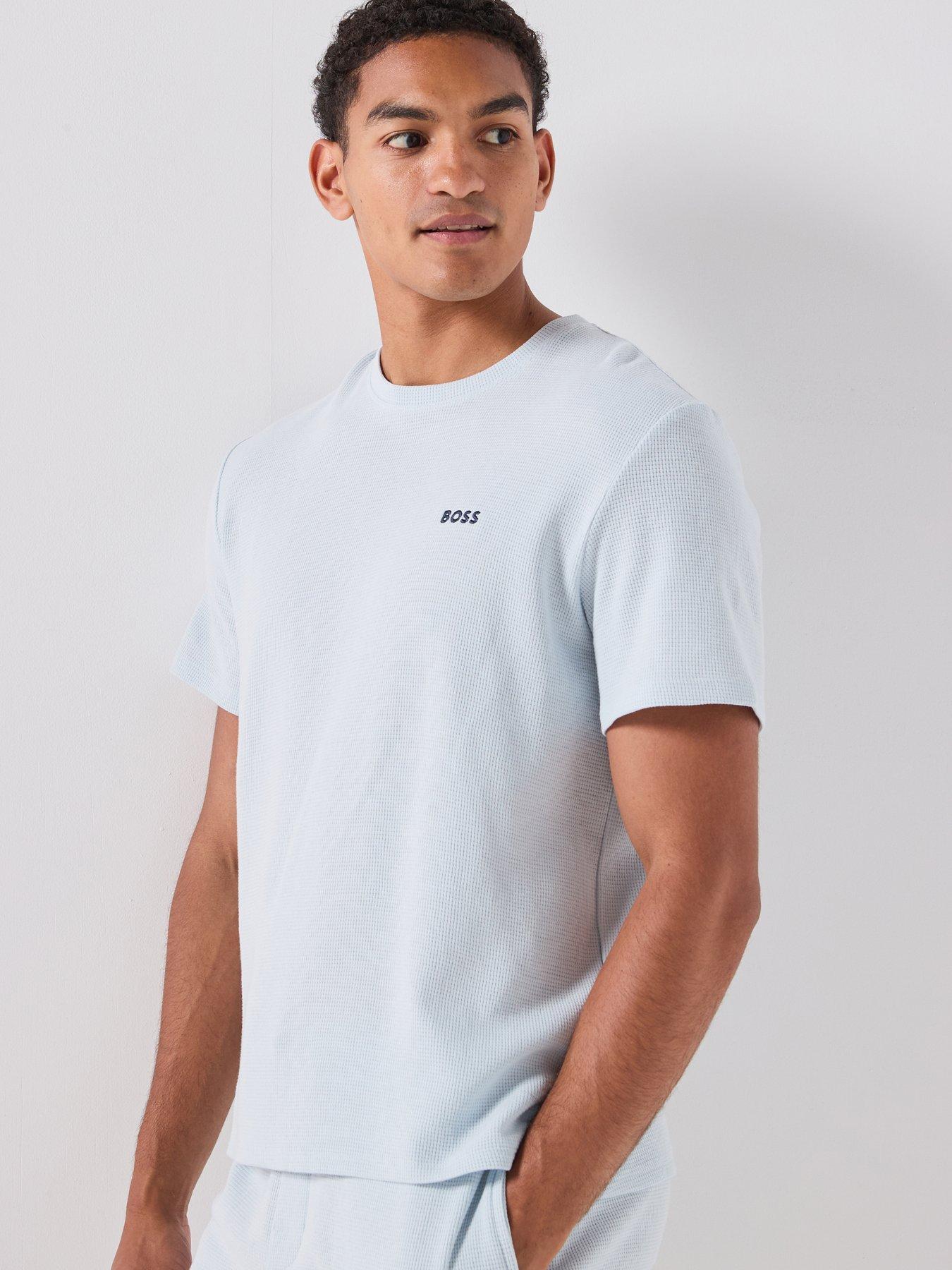 BOSS Regular Fit Waffle Loungewear T-Shirt - Light Blue
