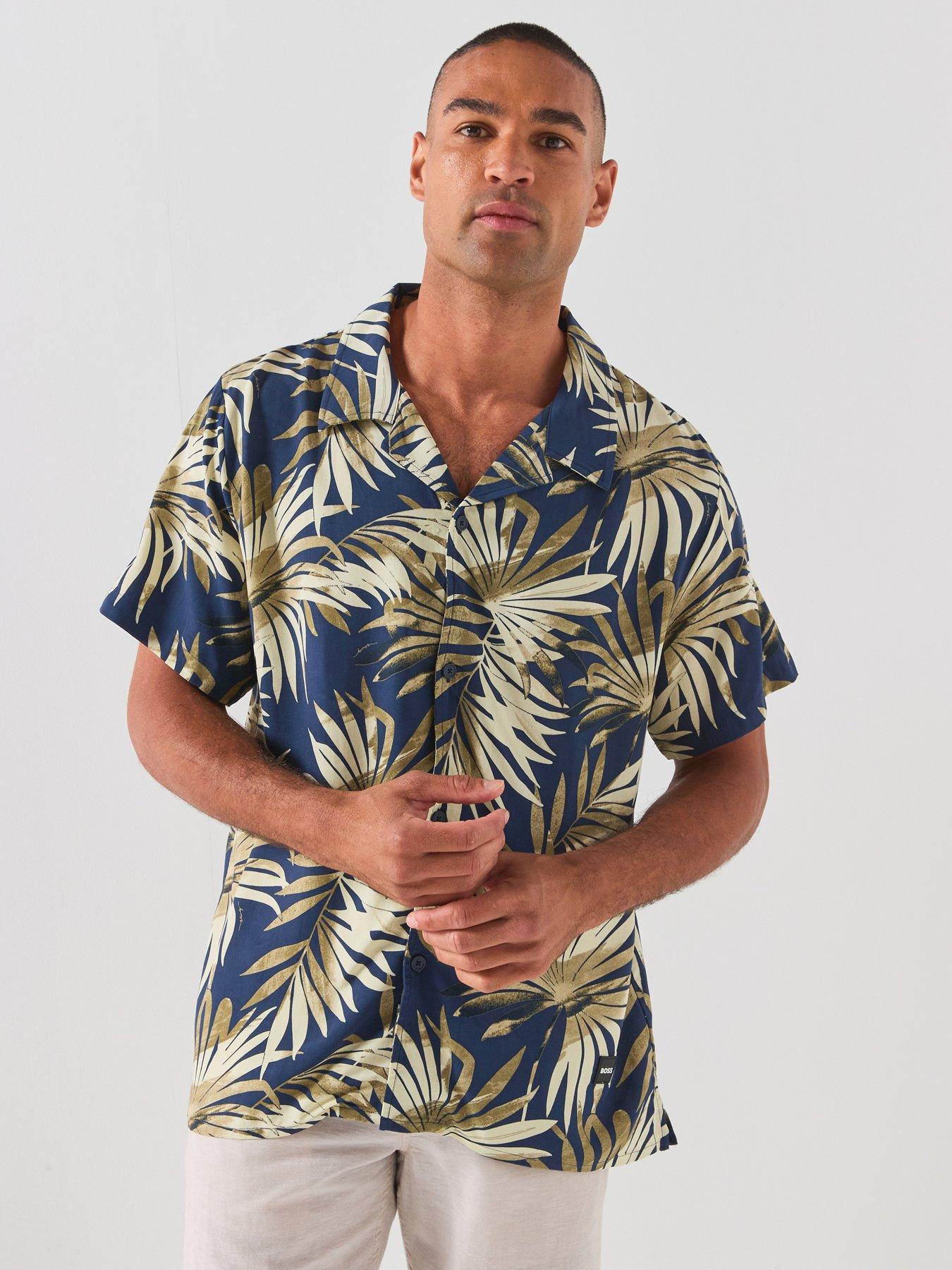 BOSS Regular-Fit Shirt With All Over Print - Khaki