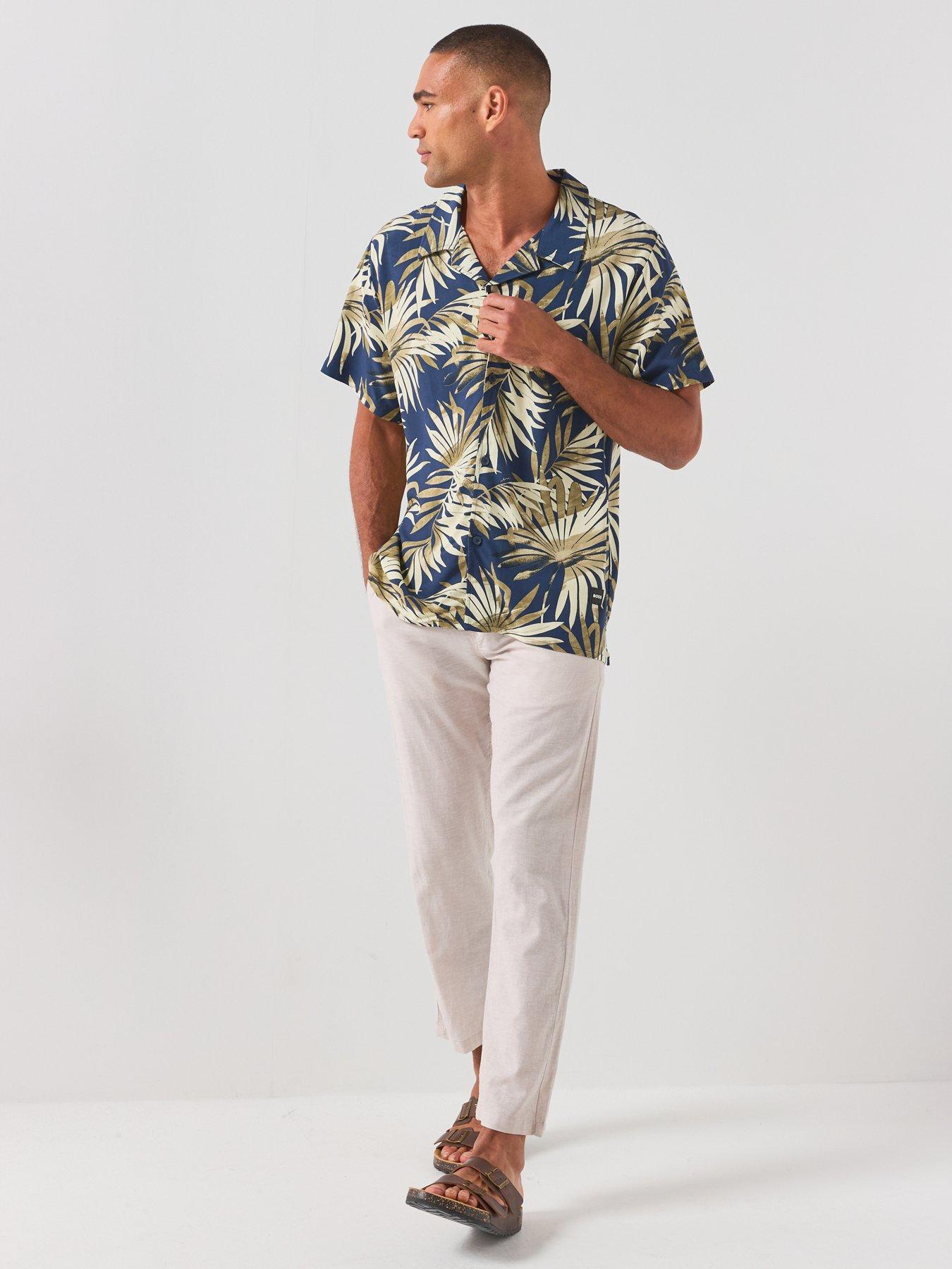 Image 3 of 6 of BOSS Regular-Fit Shirt With All Over Print - Khaki