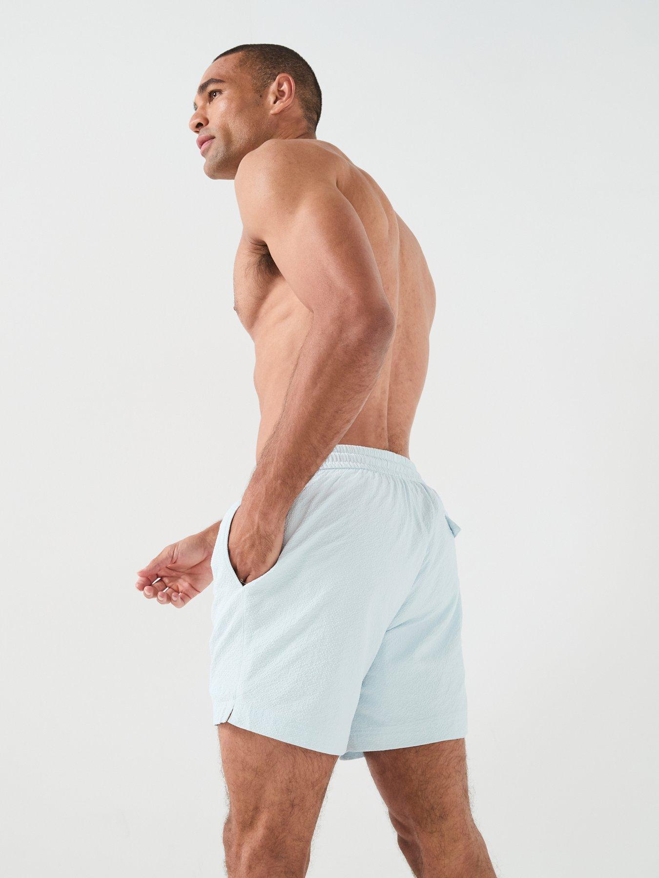 Image 6 of 6 of BOSS Relax Seersucker Swim Shorts - Light Blue