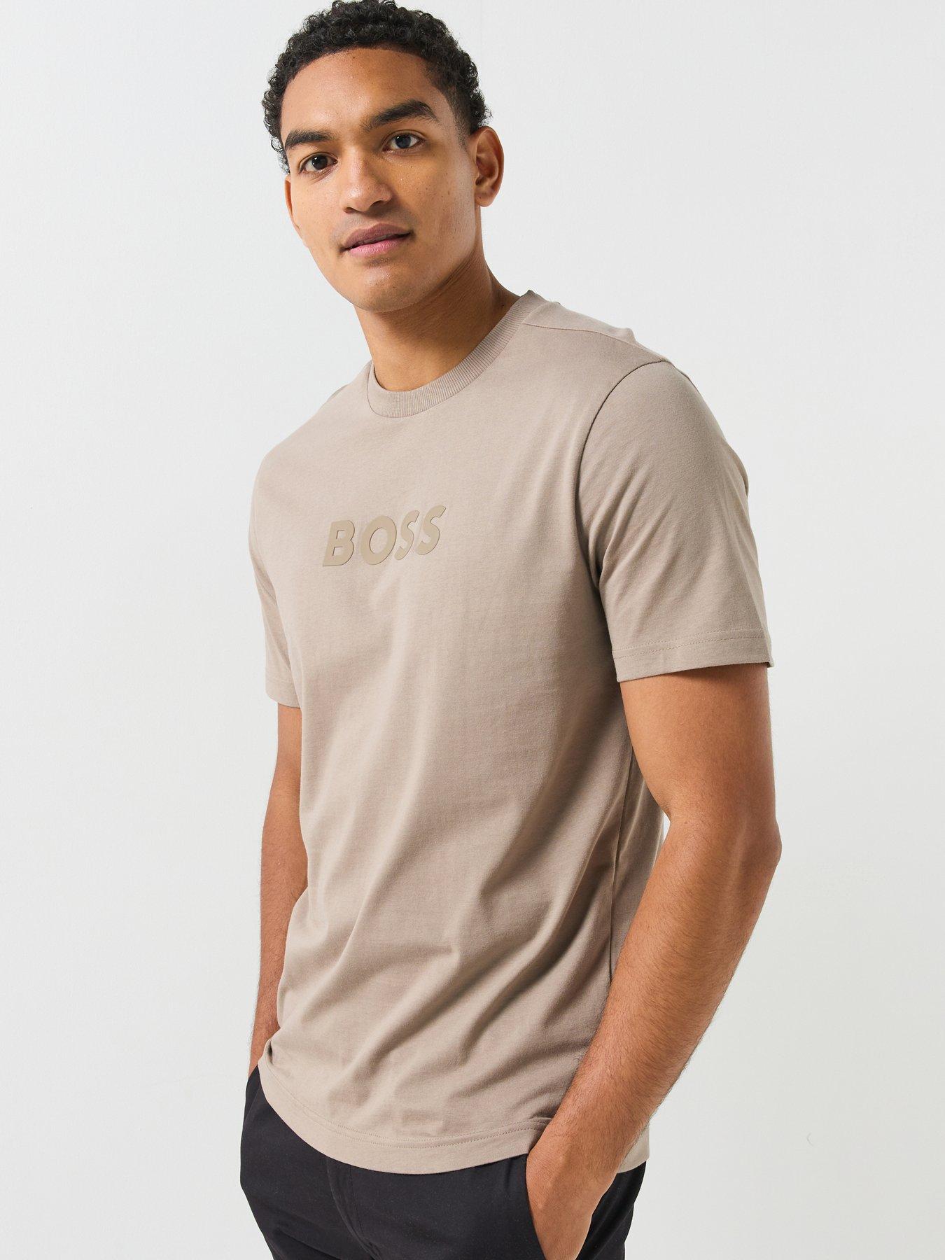 BOSS Ts_logo Debossed Tonal Logo T-shirt - Beige