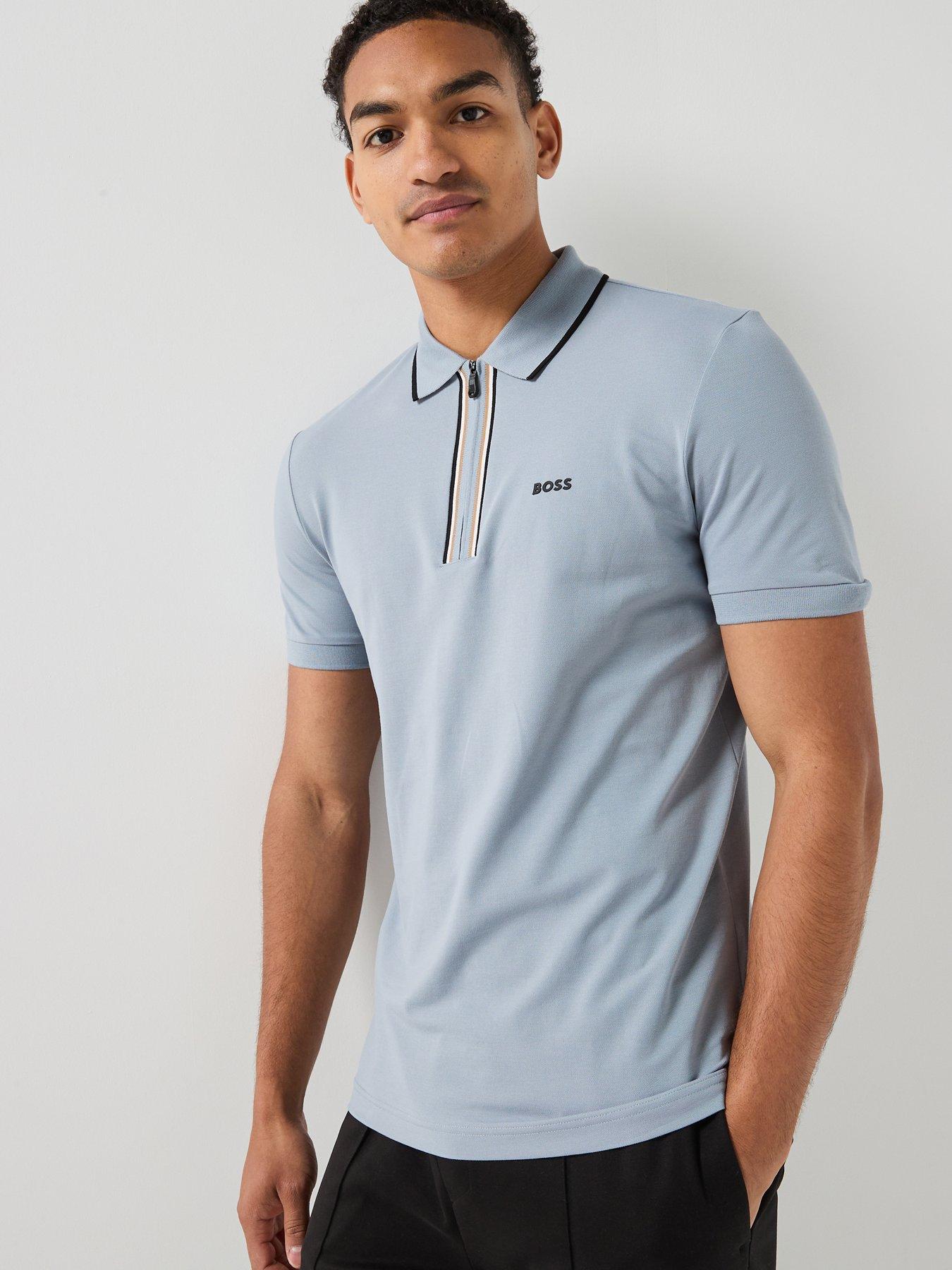 Image 1 of 5 of BOSS Philix 1/4 Zip Polo Shirt - Grey