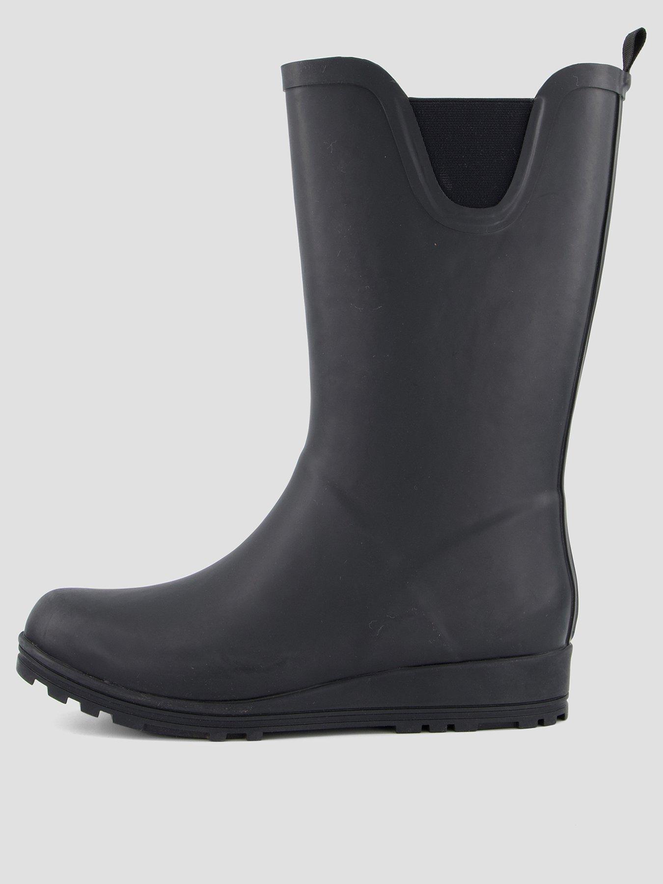 The Very Collection Calf Wellington Boot With Borg Lining - Black