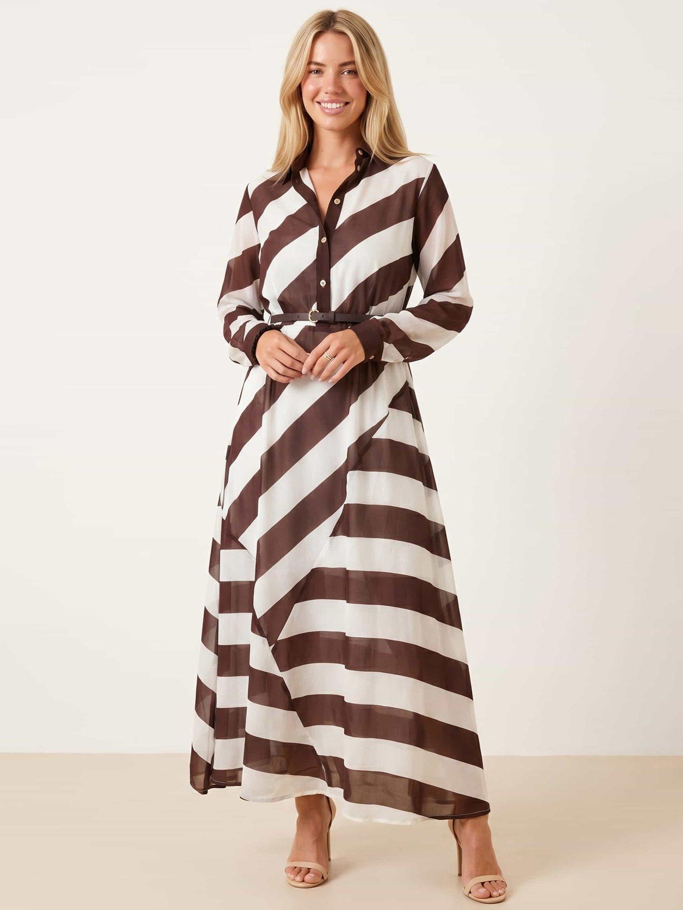 Style Cheat Stripe Assymetric Shirt Dress