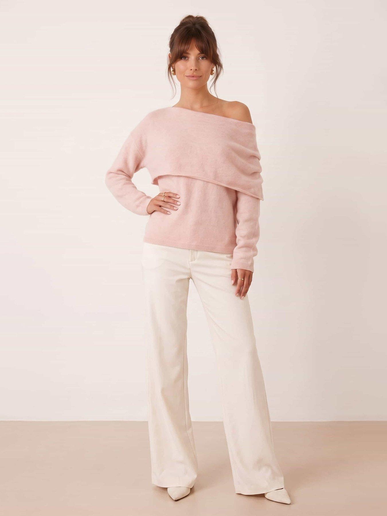 Image 2 of 6 of Style Cheat Bardot Pleat Side Jumper - Pink