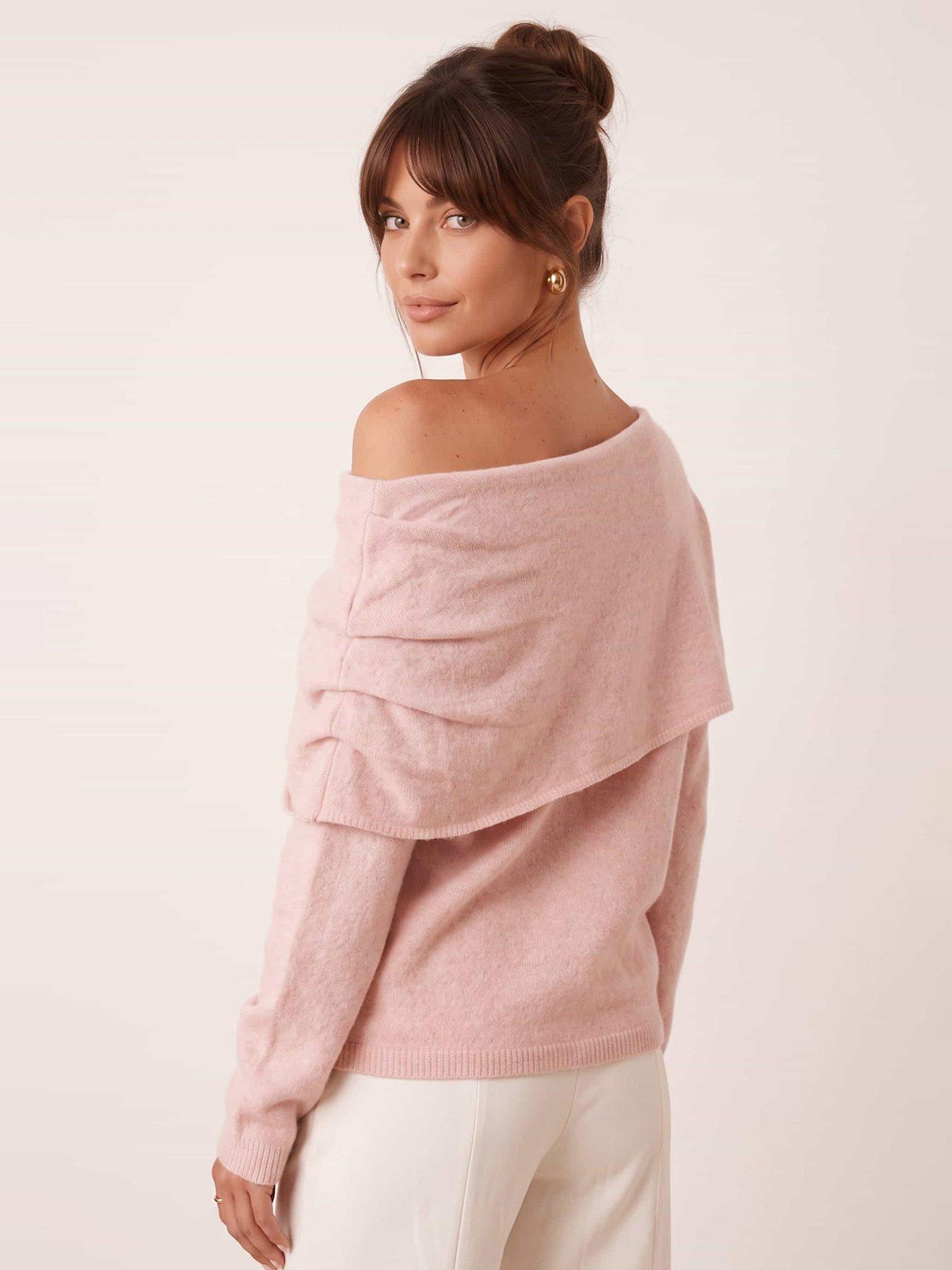 Image 5 of 6 of Style Cheat Bardot Pleat Side Jumper - Pink