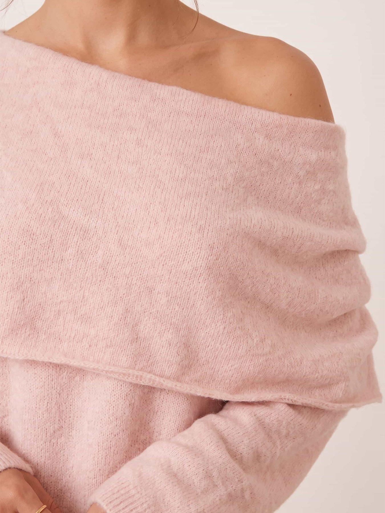 Image 6 of 6 of Style Cheat Bardot Pleat Side Jumper - Pink