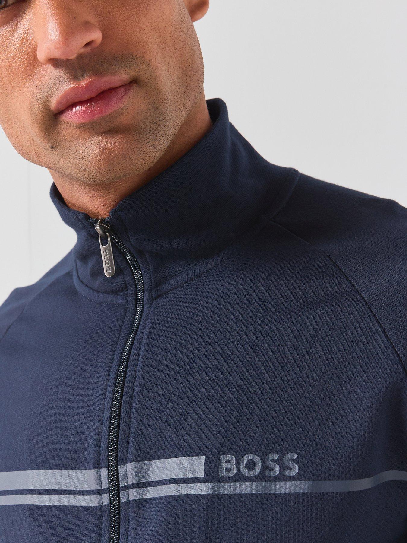 Image 4 of 5 of BOSS Bodywear Authentic Lounge Zip Top - Navy