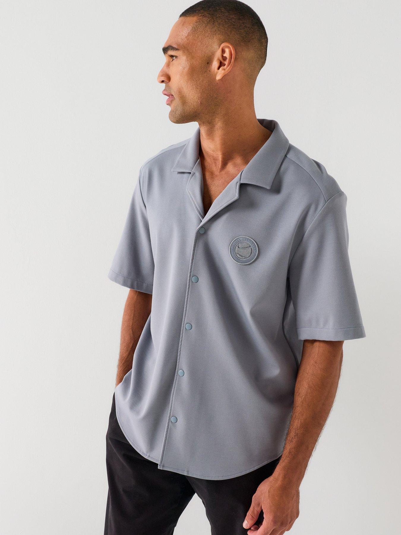 BOSS Boss St_union Tennis Revere Collar Short Sleeve Shirt - Grey