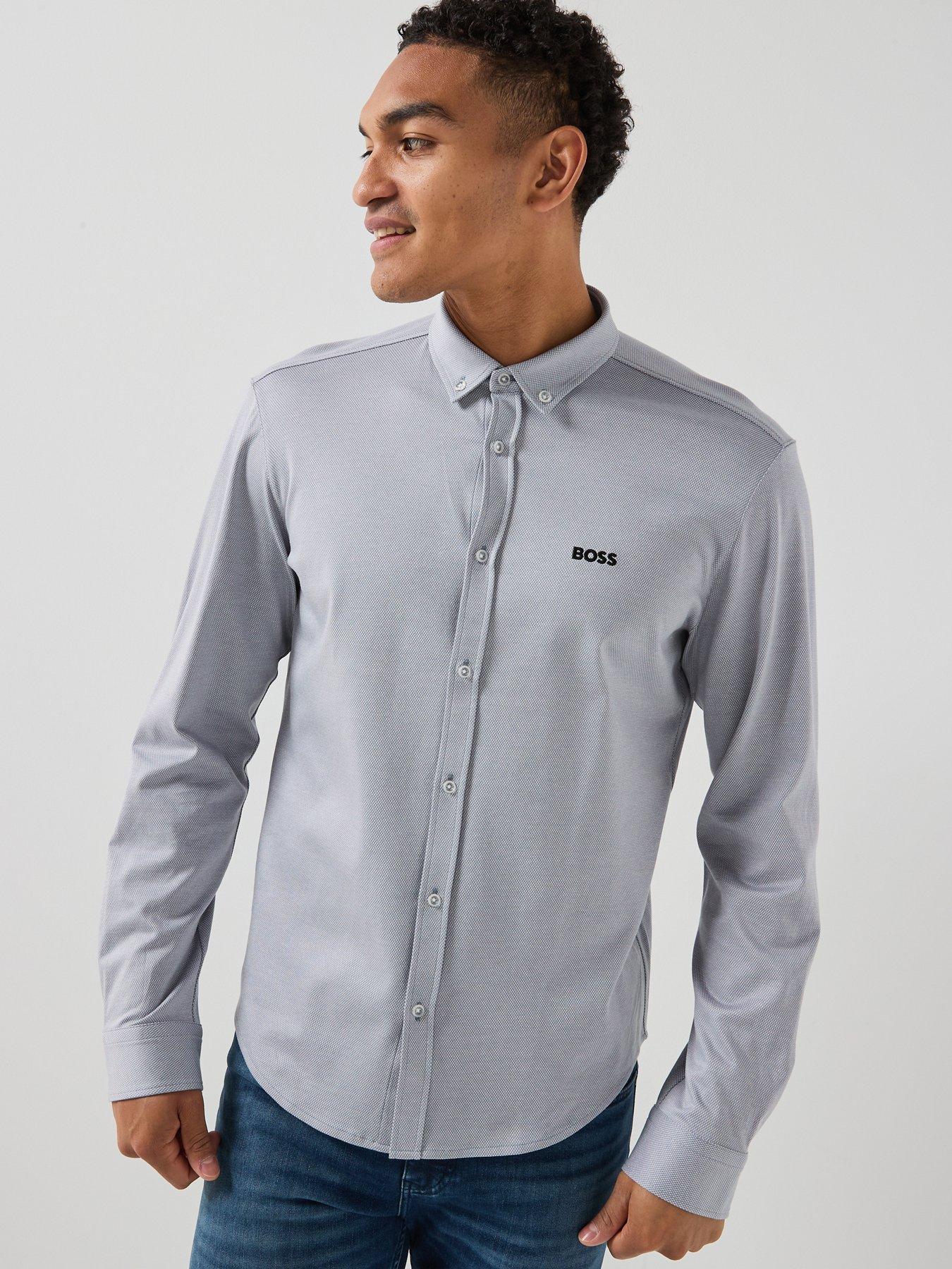BOSS St_Motion Long Sleeve Regular Fit Shirt - Grey
