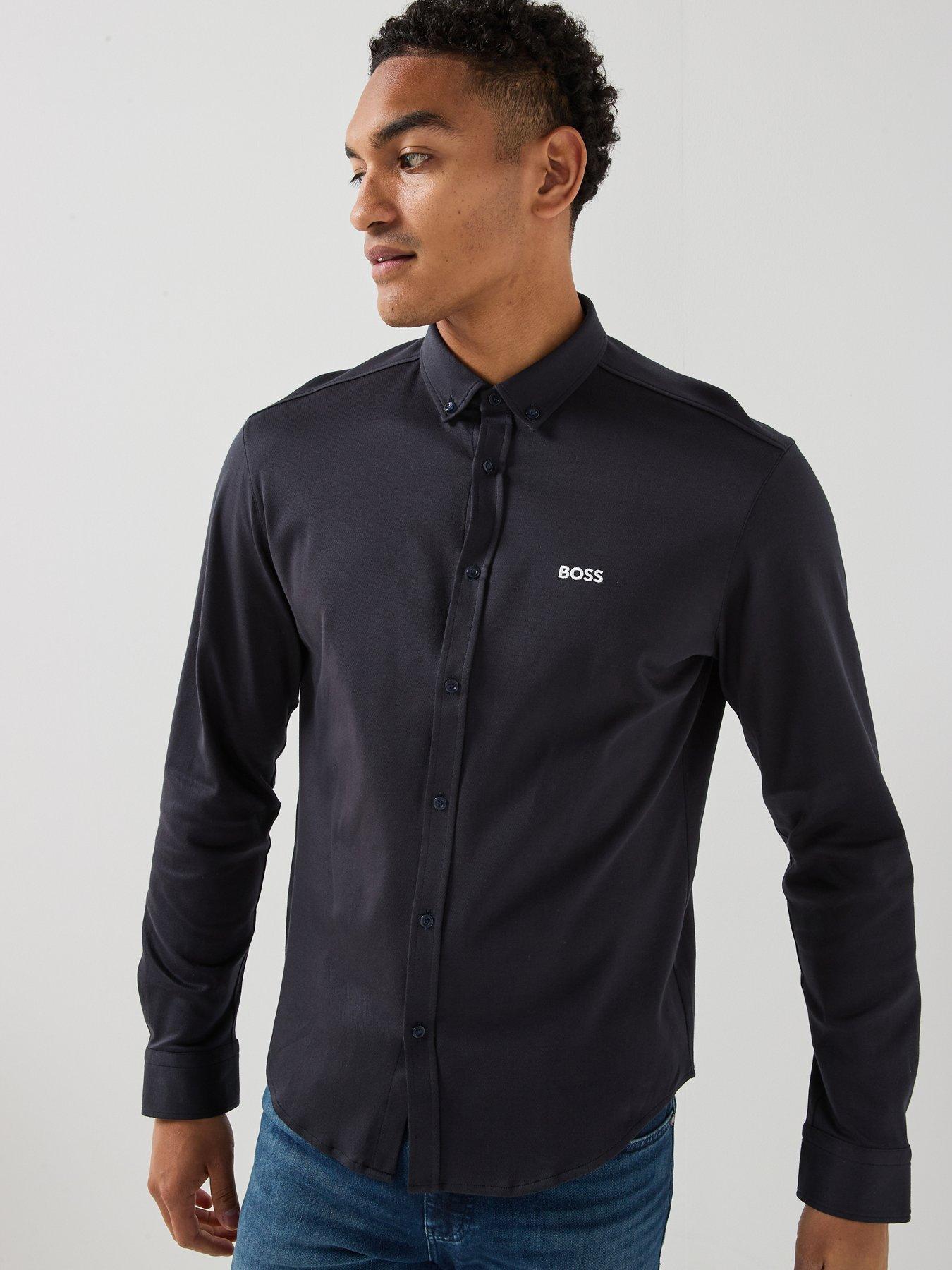 BOSS St_Motion Long Sleeve Regular Fit Shirt - Navy