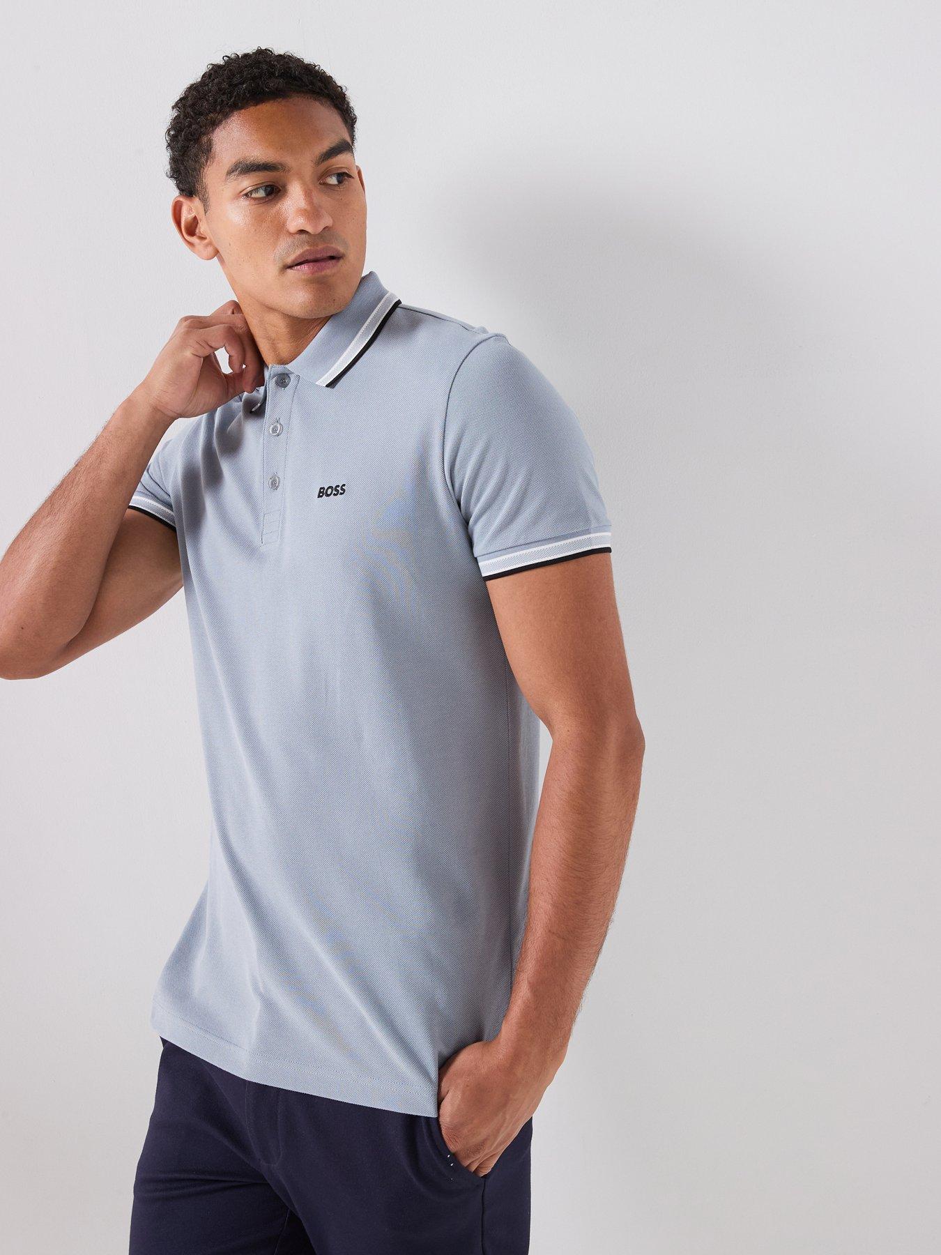Image 1 of 6 of BOSS Paddy Regular Fit Tipping Polo Shirt - Dark Grey