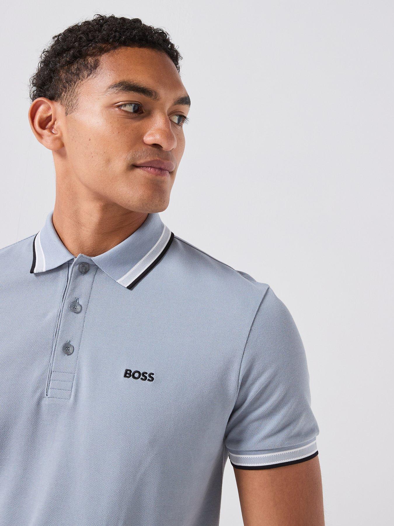 Image 4 of 6 of BOSS Paddy Regular Fit Tipping Polo Shirt - Dark Grey