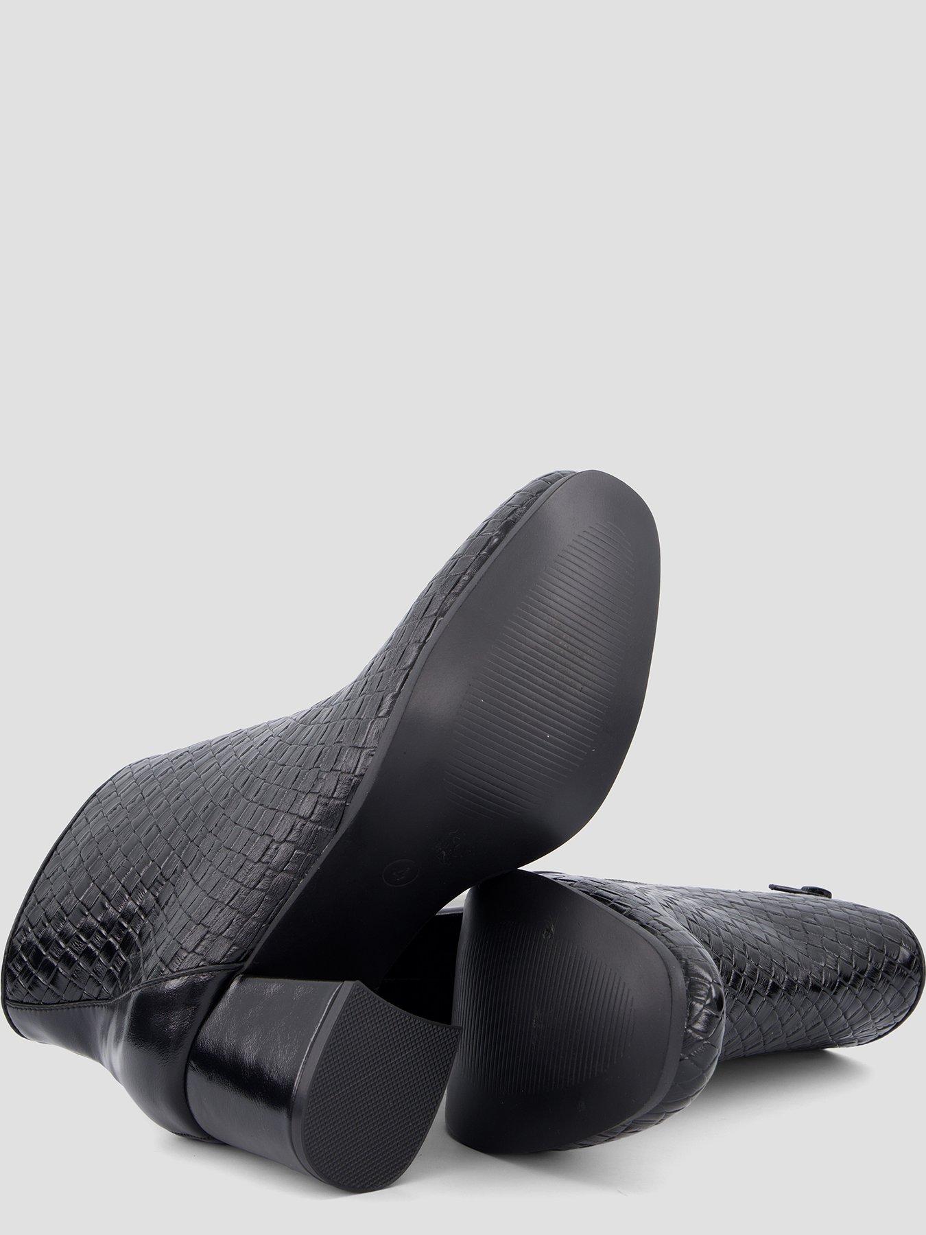 Image 4 of 7 of The Very Collection Wide Fit Woven Block Heel Ankle Boots - Black