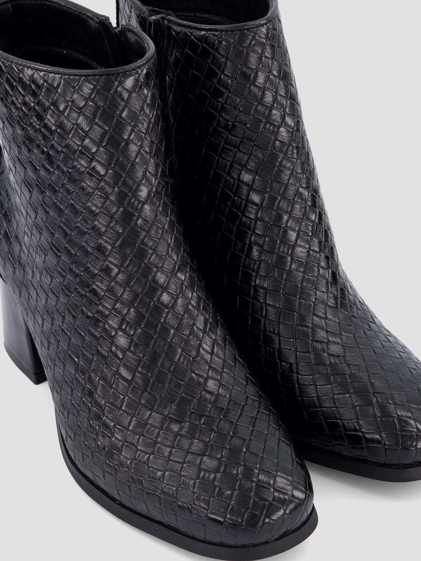 Image 5 of 7 of The Very Collection Wide Fit Woven Block Heel Ankle Boots - Black