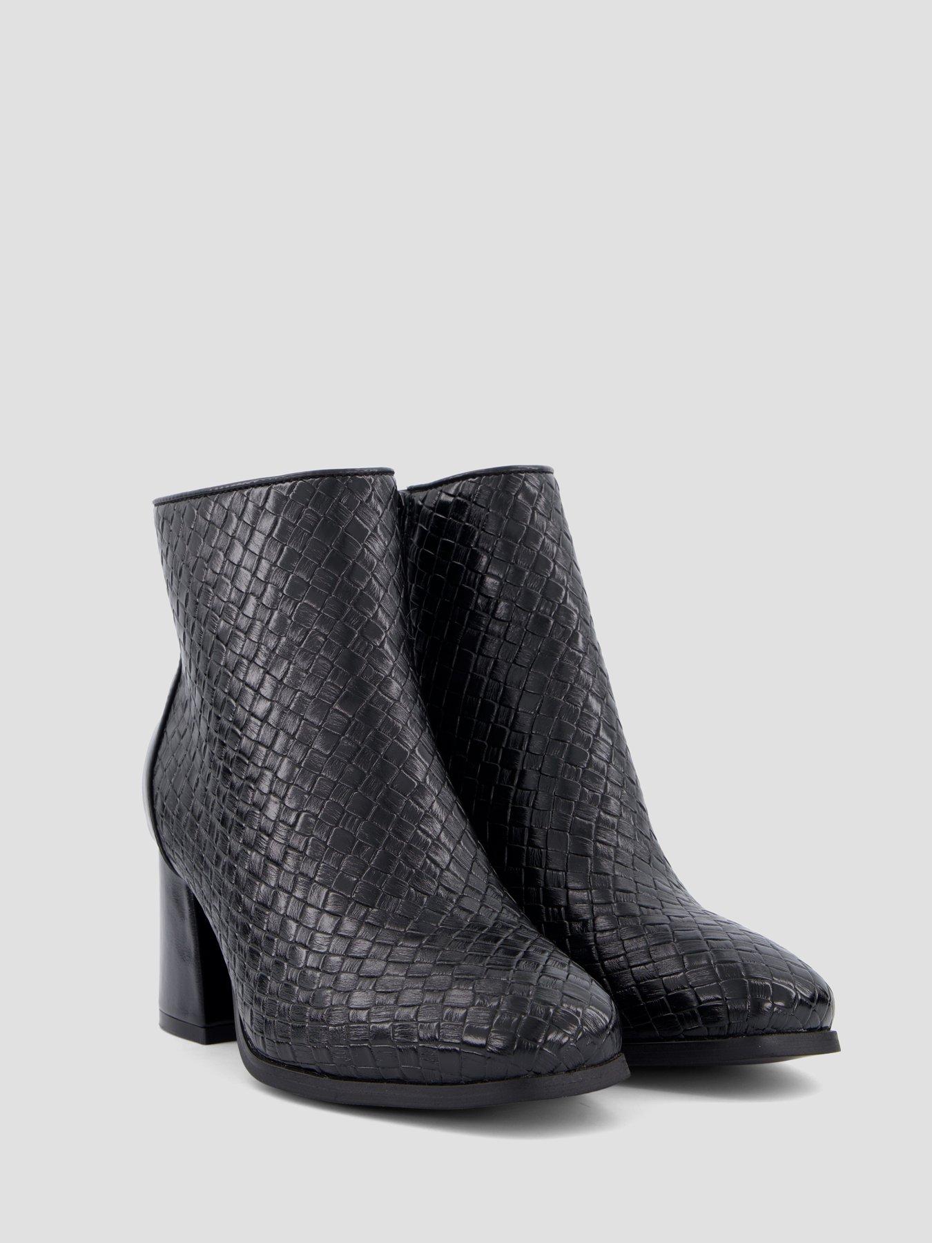 Image 6 of 7 of The Very Collection Wide Fit Woven Block Heel Ankle Boots - Black