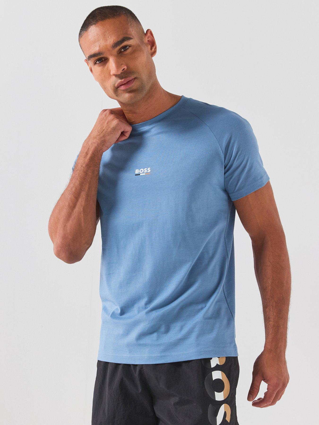 Image 1 of 5 of BOSS Bodywear Rn Slim Fit Stripe T-Shirt - Light Blue