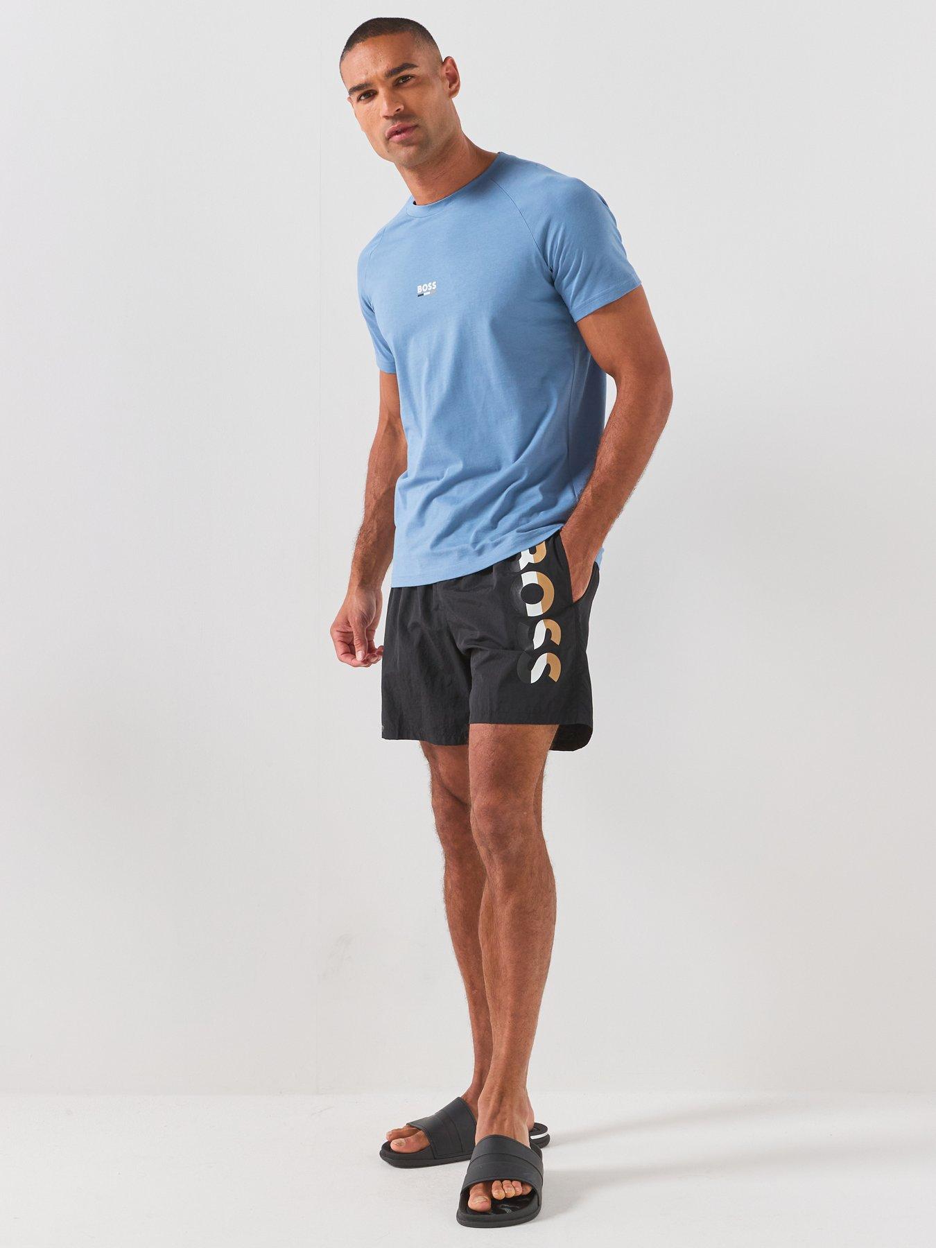 Image 3 of 5 of BOSS Bodywear Rn Slim Fit Stripe T-Shirt - Light Blue