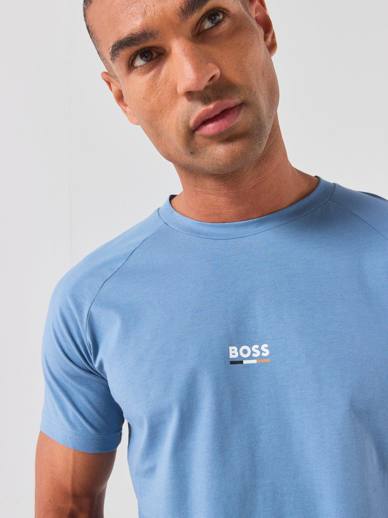 Image 4 of 5 of BOSS Bodywear Rn Slim Fit Stripe T-Shirt - Light Blue