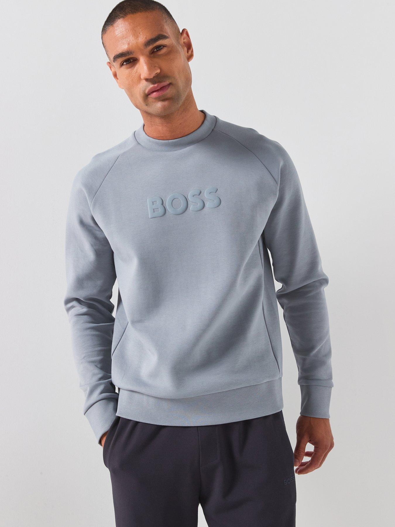 BOSS Salbo Tonal Logo Crew Sweatshirt - Grey