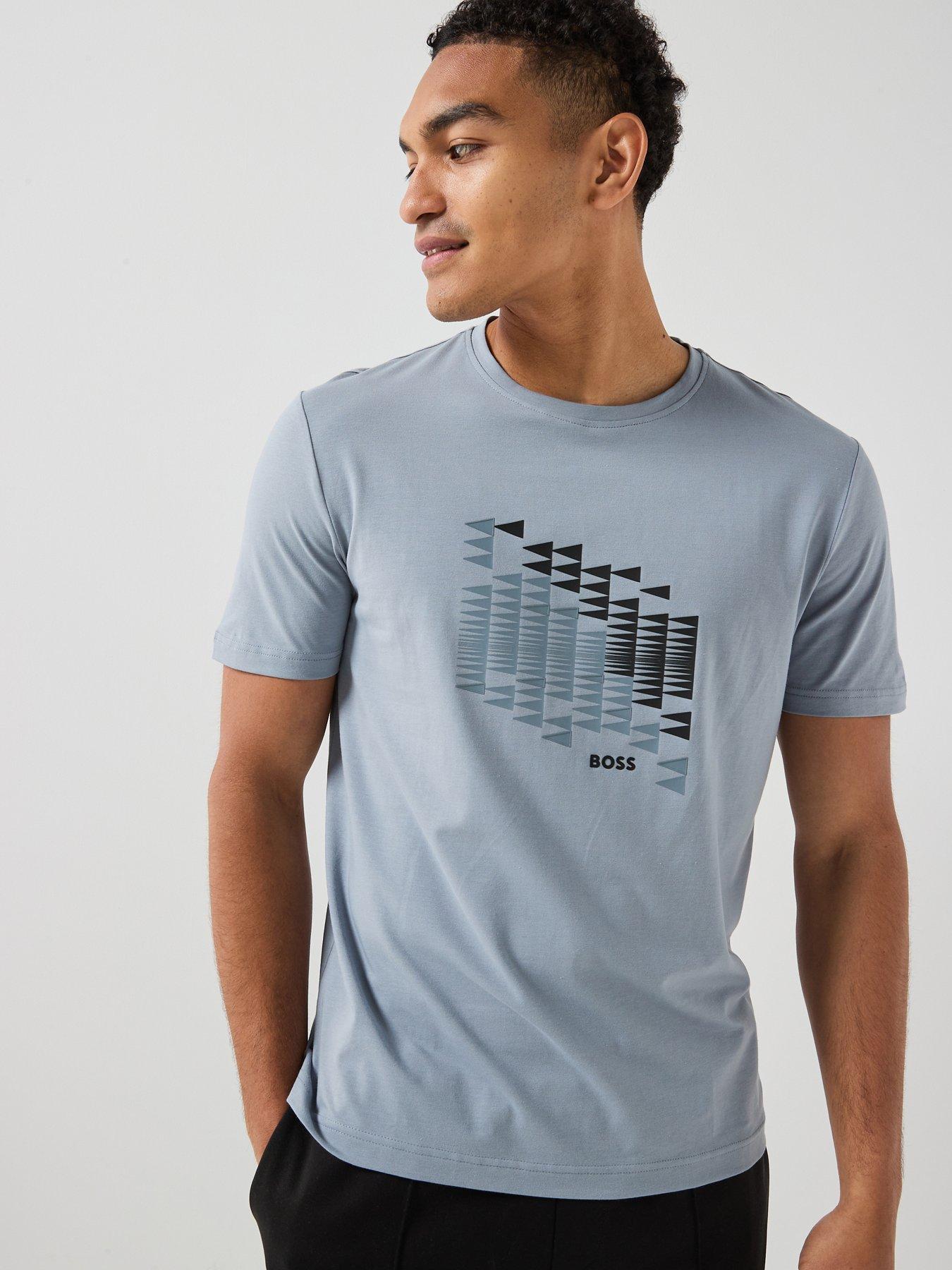 BOSS Ts_Network Flag Graphic T-Shirt - Grey