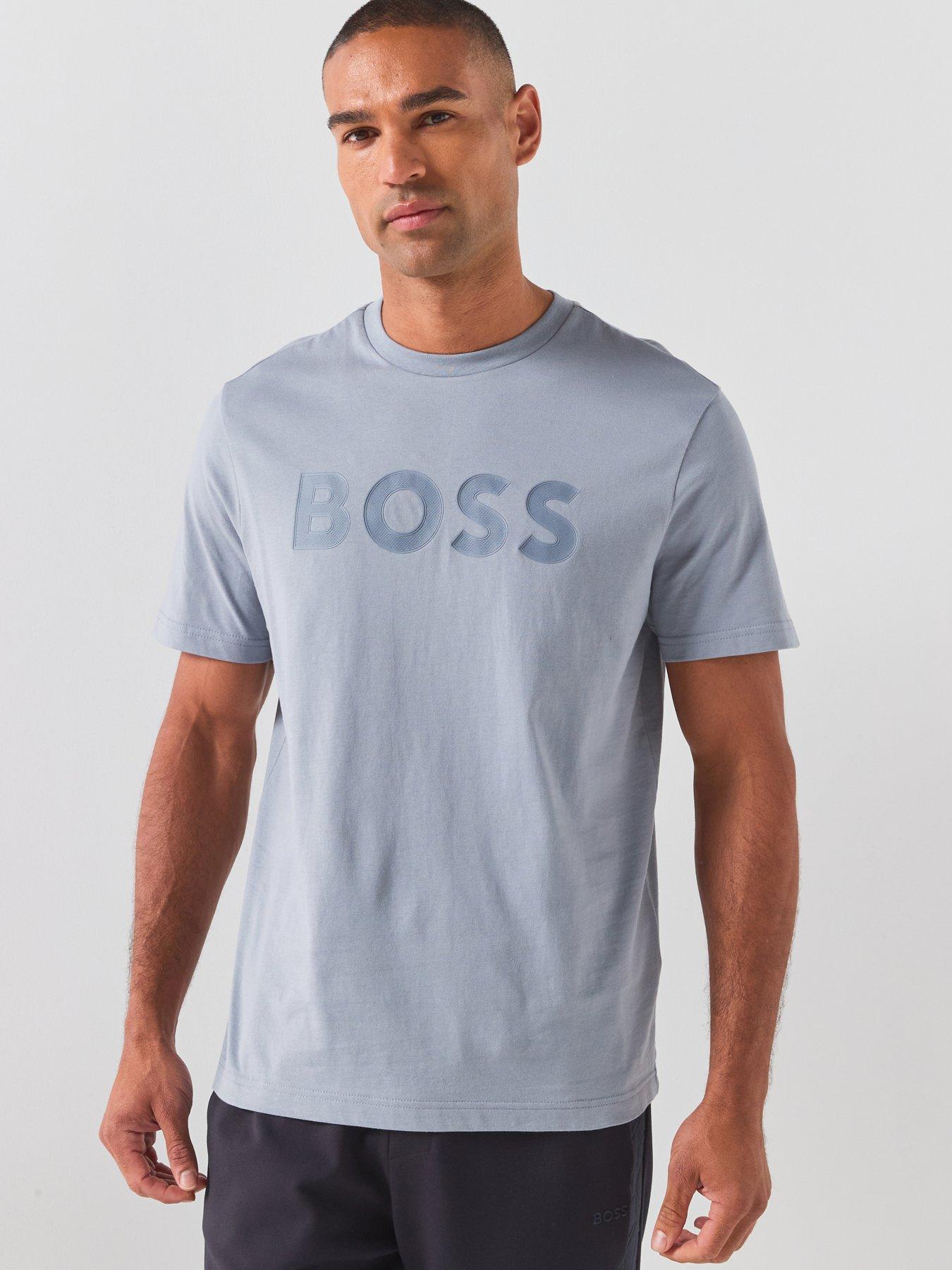 BOSS Logo Tonal Rubber Logo T-Shirt - Grey