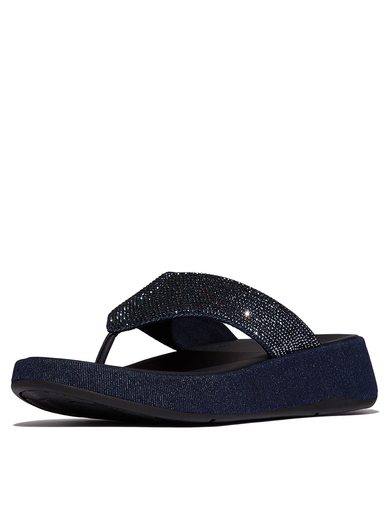 FitFlop F-Mode Toe Post - Denim And Hotfix Black
