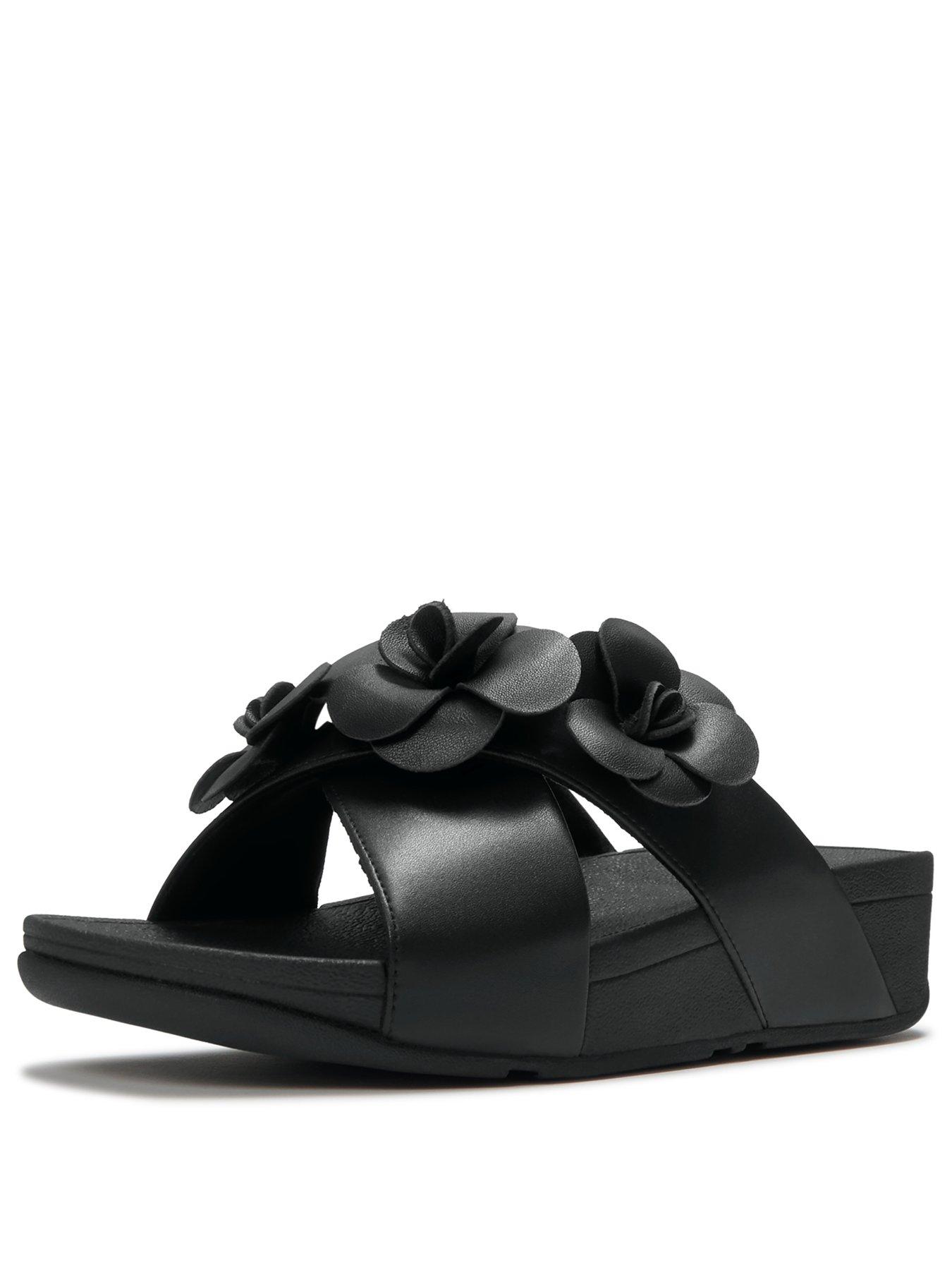 Image 3 of 5 of FitFlop Lulu Flower Cross Slides - Black