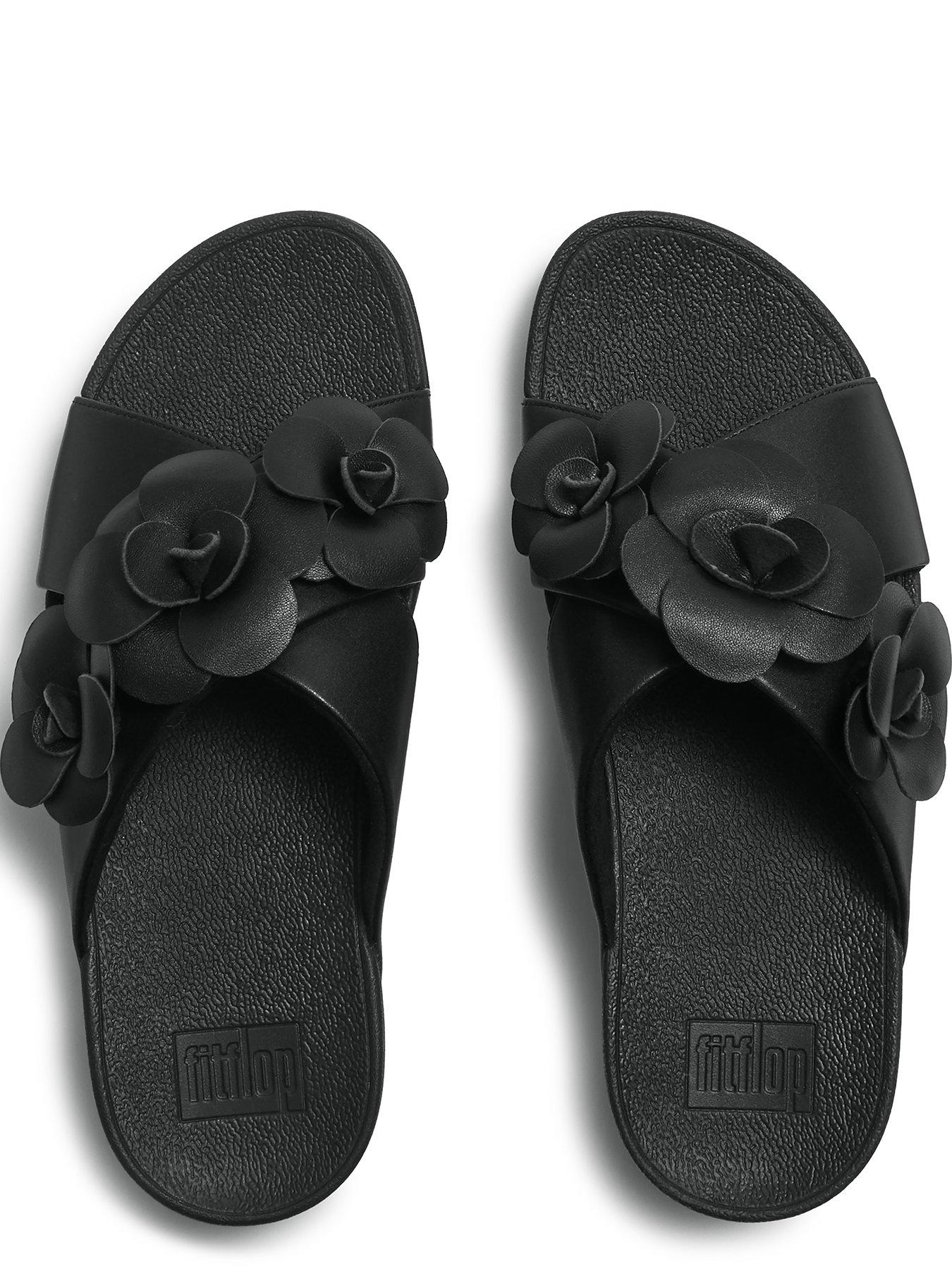 Image 4 of 5 of FitFlop Lulu Flower Cross Slides - Black