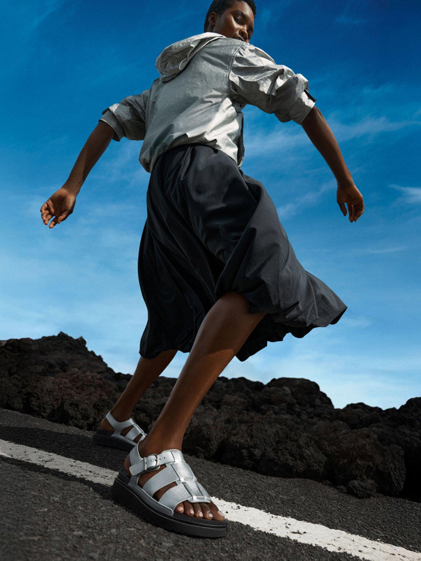 Image 6 of 6 of FitFlop Gen-FF Tumbled-Leather Fisherman Sandals - Silver