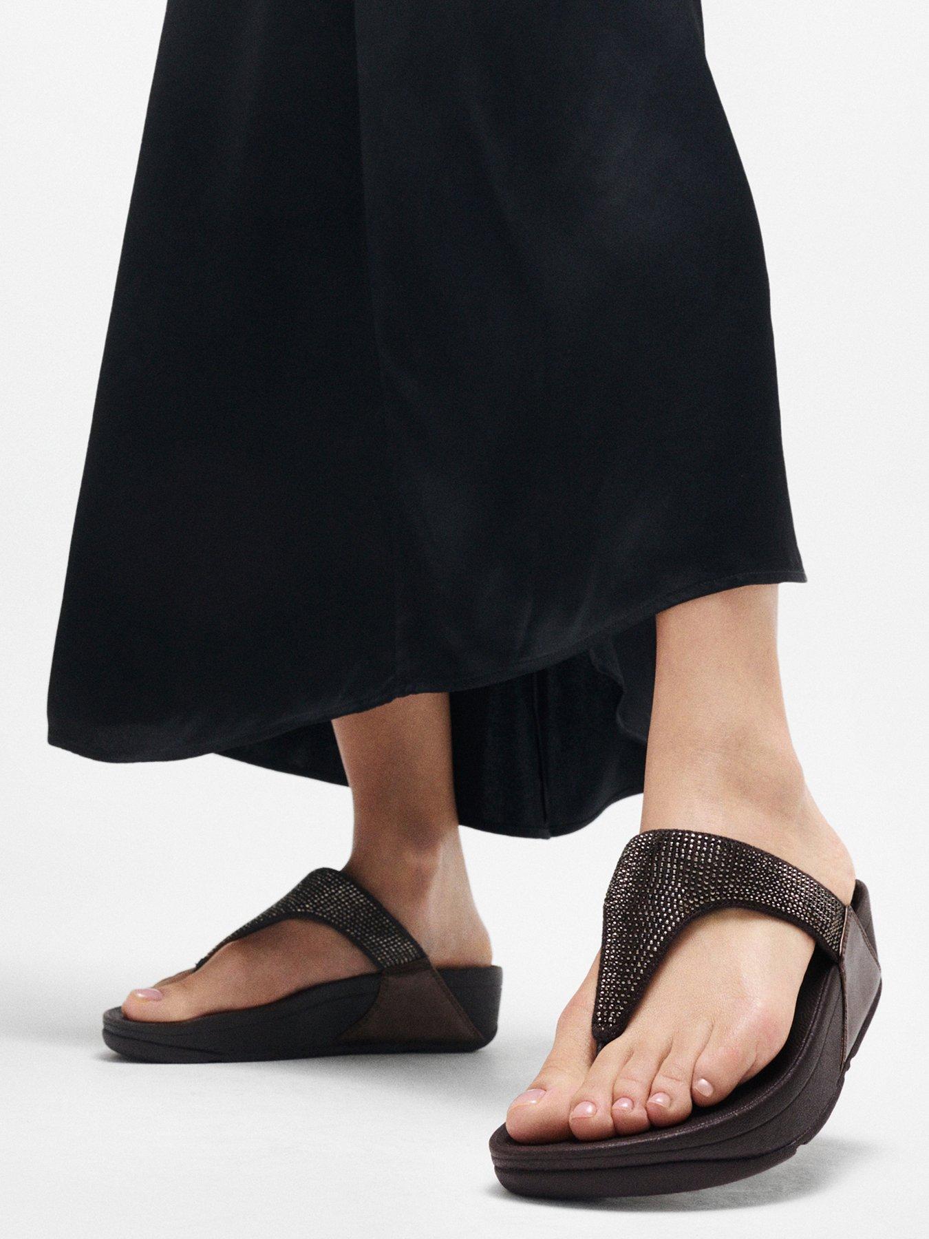 FitFlop Lulu Crystal-mix Metallic Toe-post Sandals