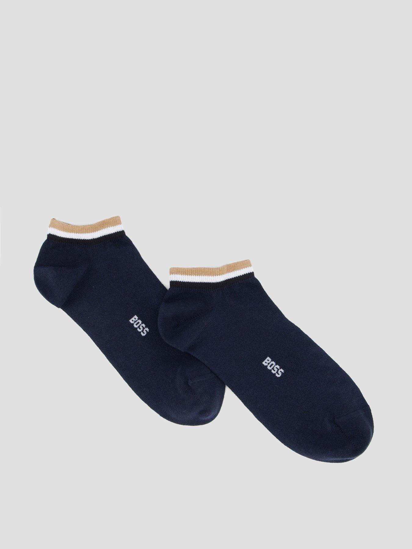 BOSS Bodywear 2 Pack Global Stripe Trainer Socks - Navy