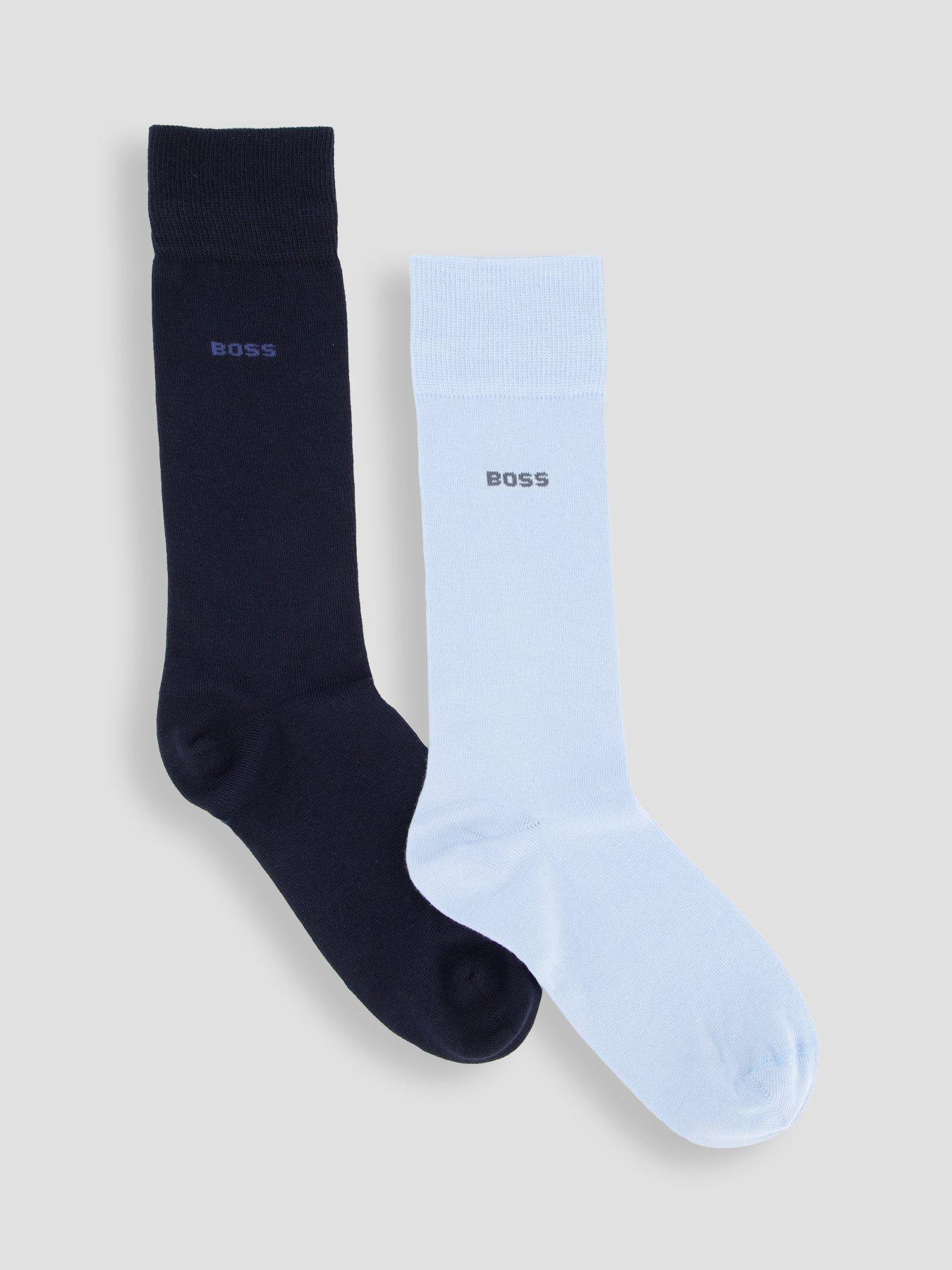 BOSS 2 Pack Small Logo Cotton Crew Socks - Blue