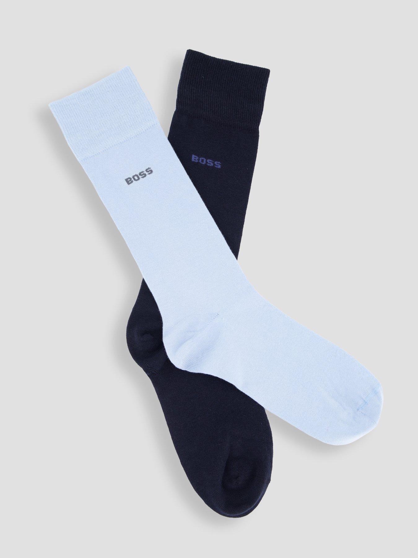 Image 2 of 3 of BOSS 2 Pack Small Logo Cotton Crew Socks - Blue
