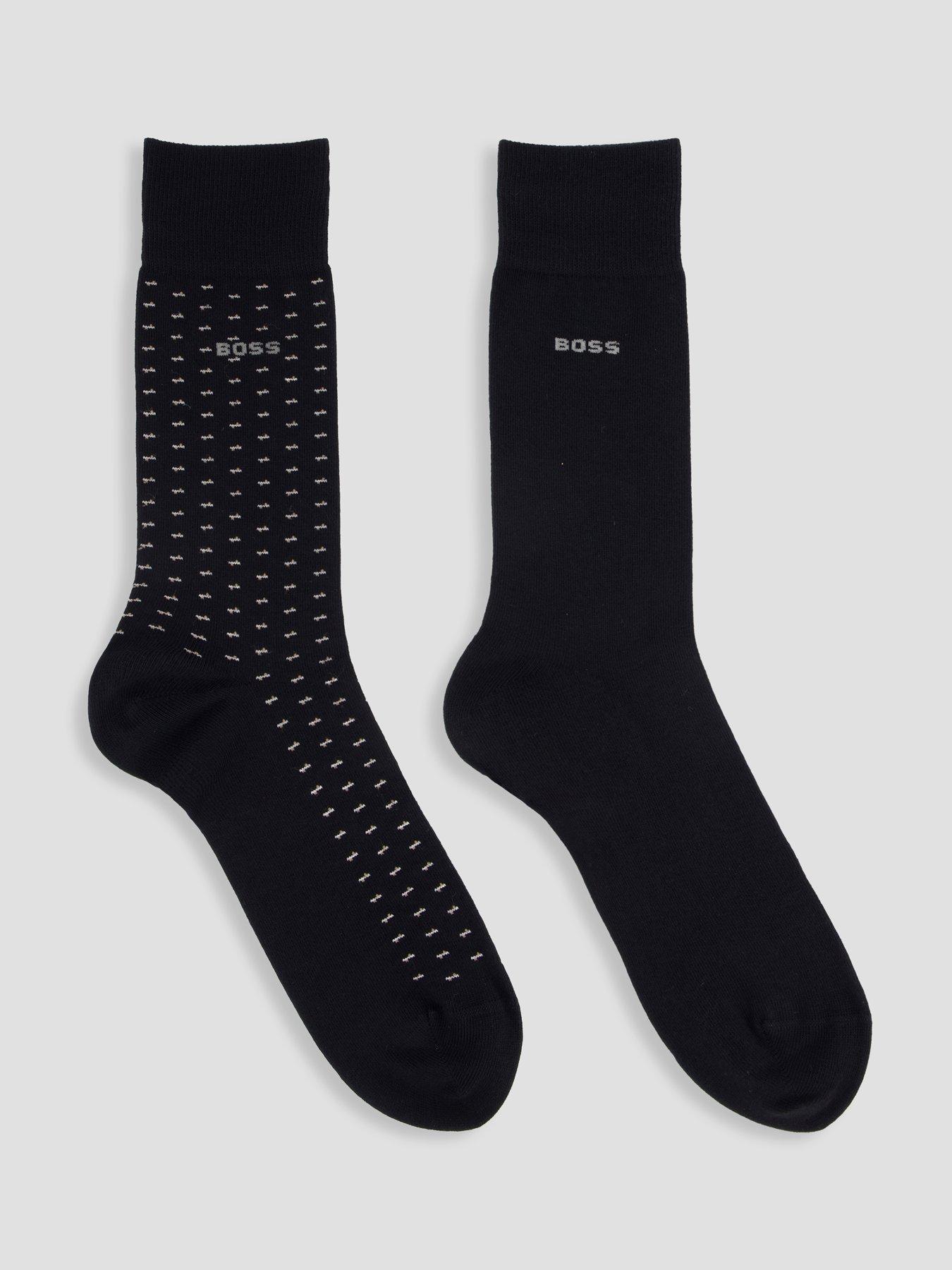 BOSS Bodywear 2 Pack Mini Pattern Circle Crew Socks - Black