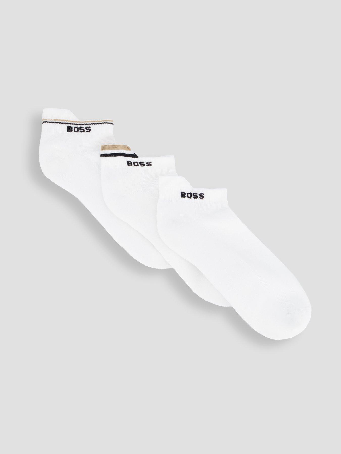 BOSS Bodywear 3 Pack Icon Trainer Socks - White
