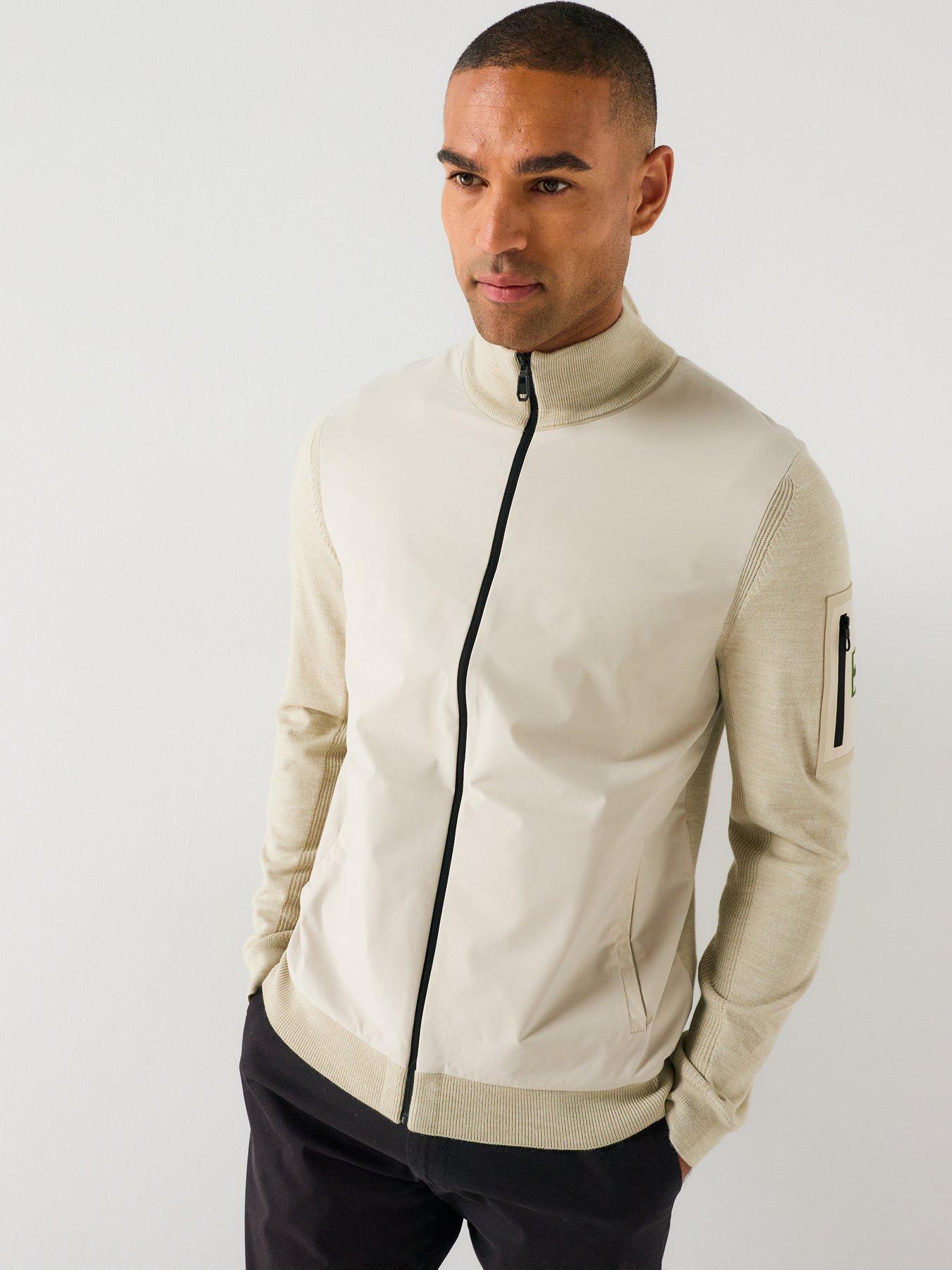 Image 1 of 4 of BOSS Boss Kn_momentum-x Knitted Hybrid Jacket - Off White